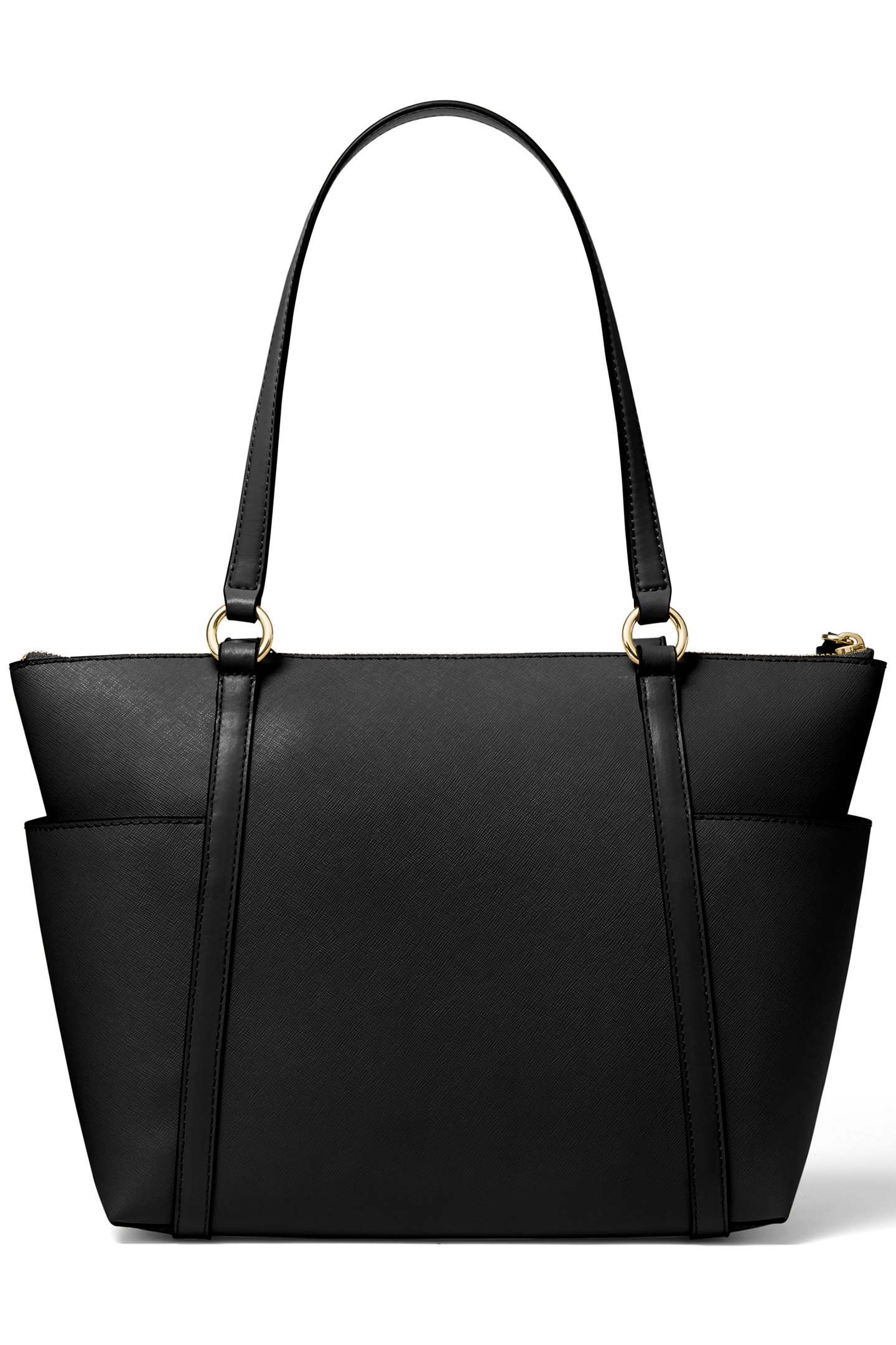 MEDIUM LEATHER TOP ZIP BUCKET MESSENGER BAG IN BLACK 3