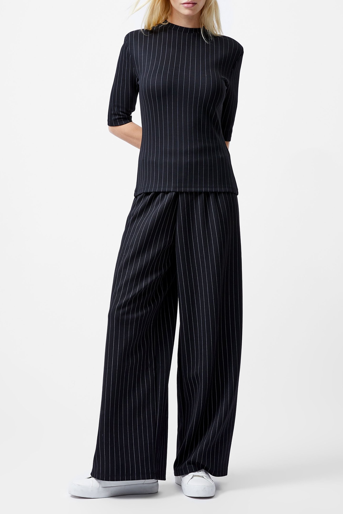 REGINA JERSEY SHOULDER PAD TEE BLACK/WHITE 2