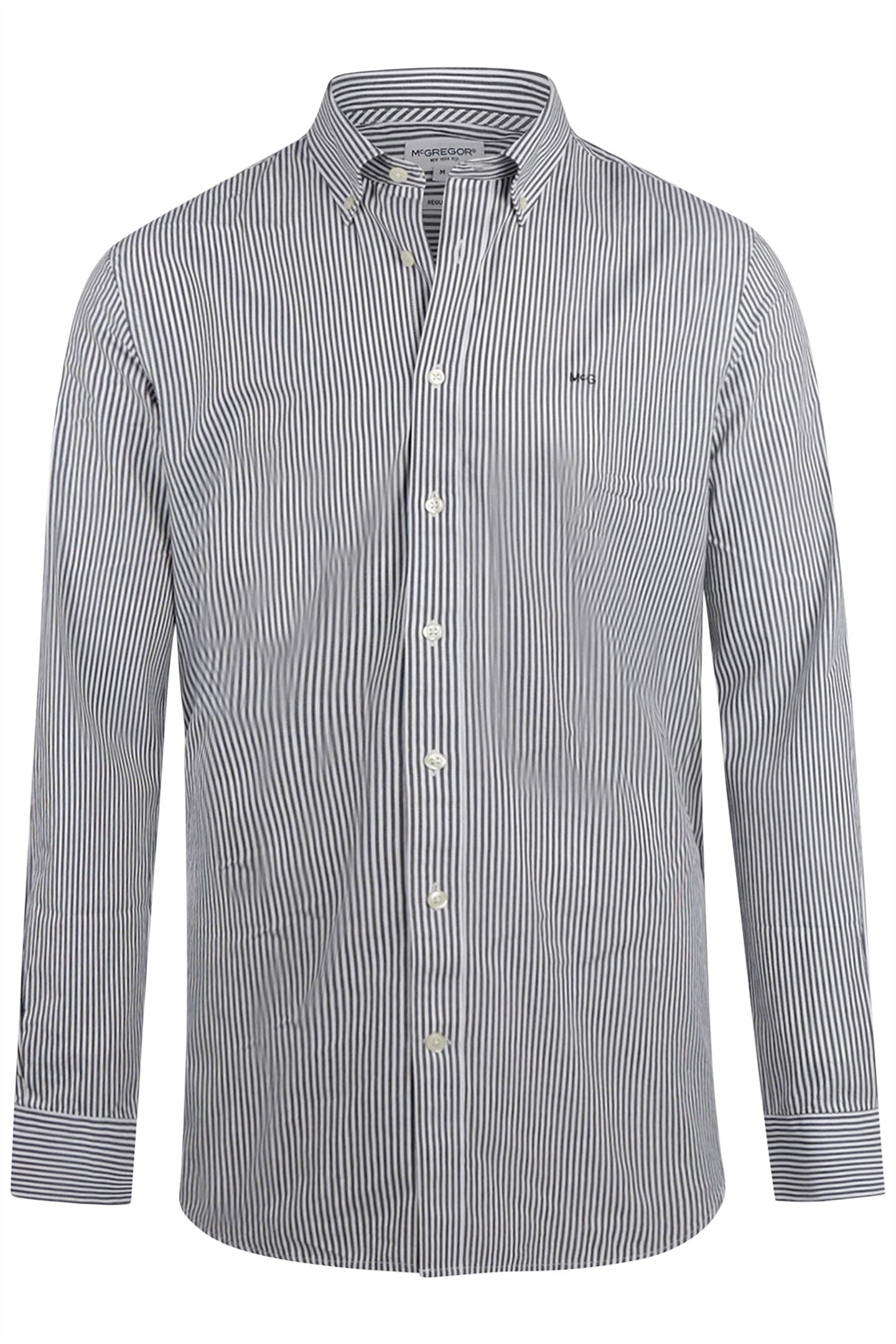 POPLIN STRIPE PEACHED SHIRT NAVY 1