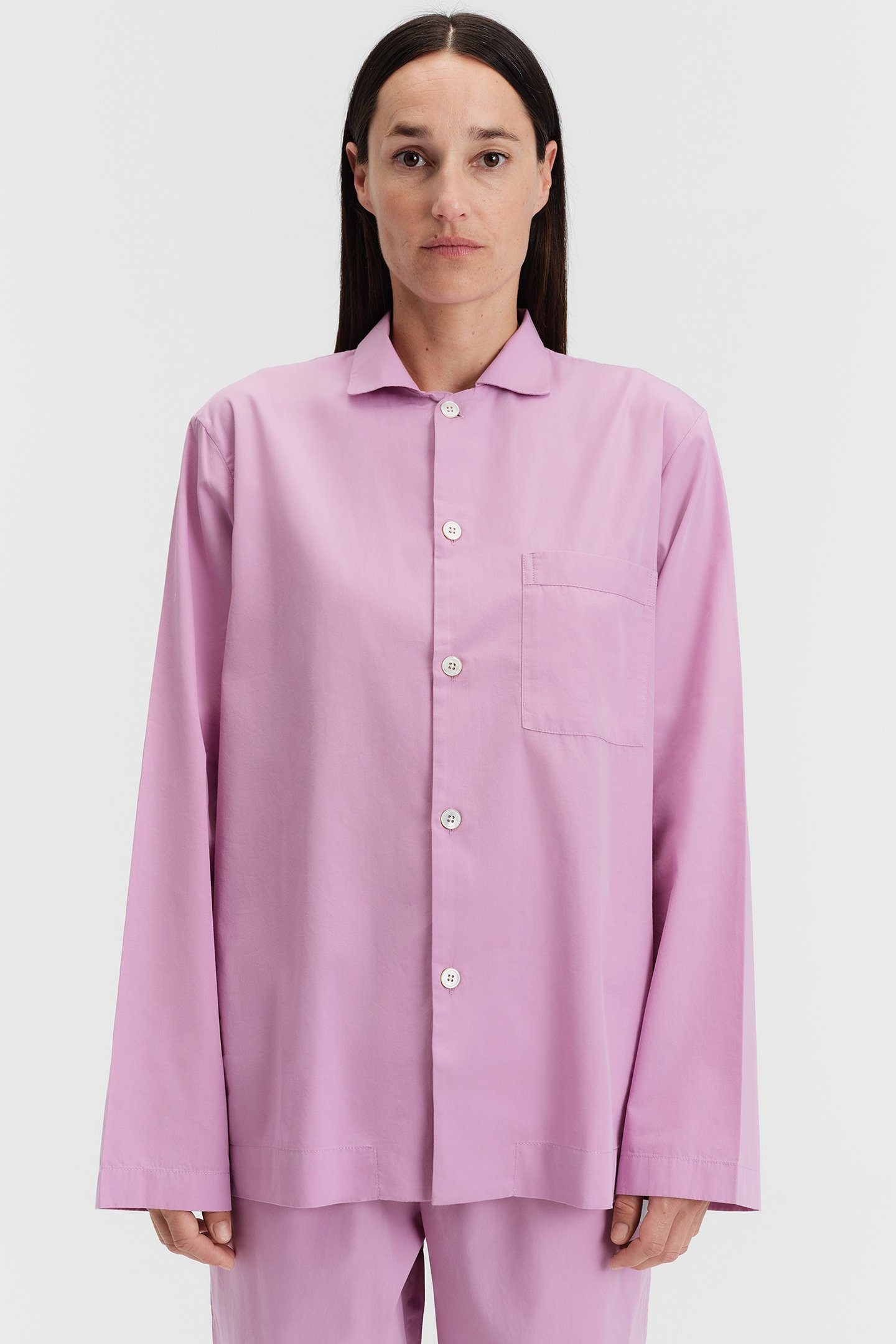 UNISEX POPLIN PYJAMAS SHIRT PURPLE PINK 1