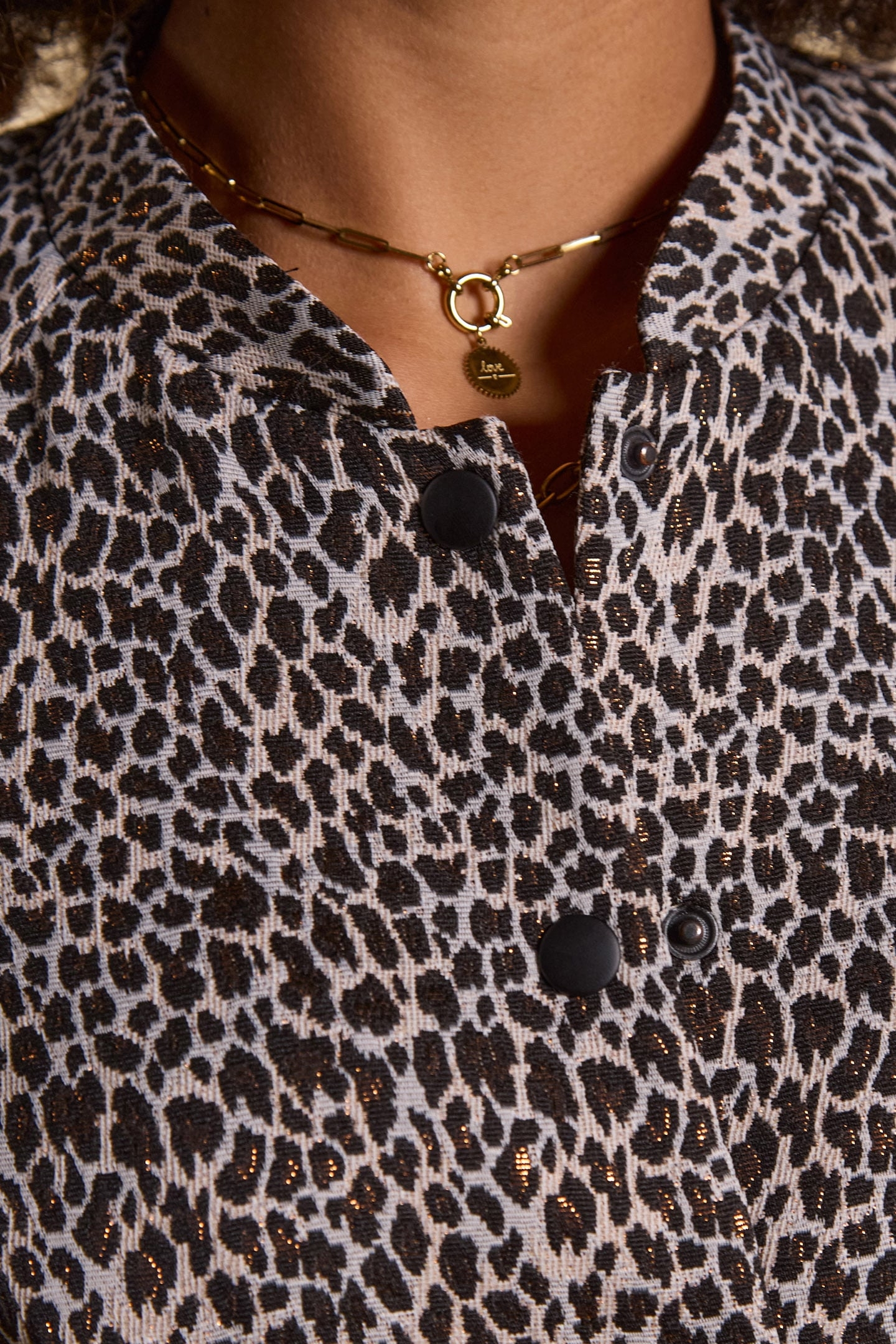 BLACK VARSITY JACKET WITH LEOPARD MOTIF BLACK 6