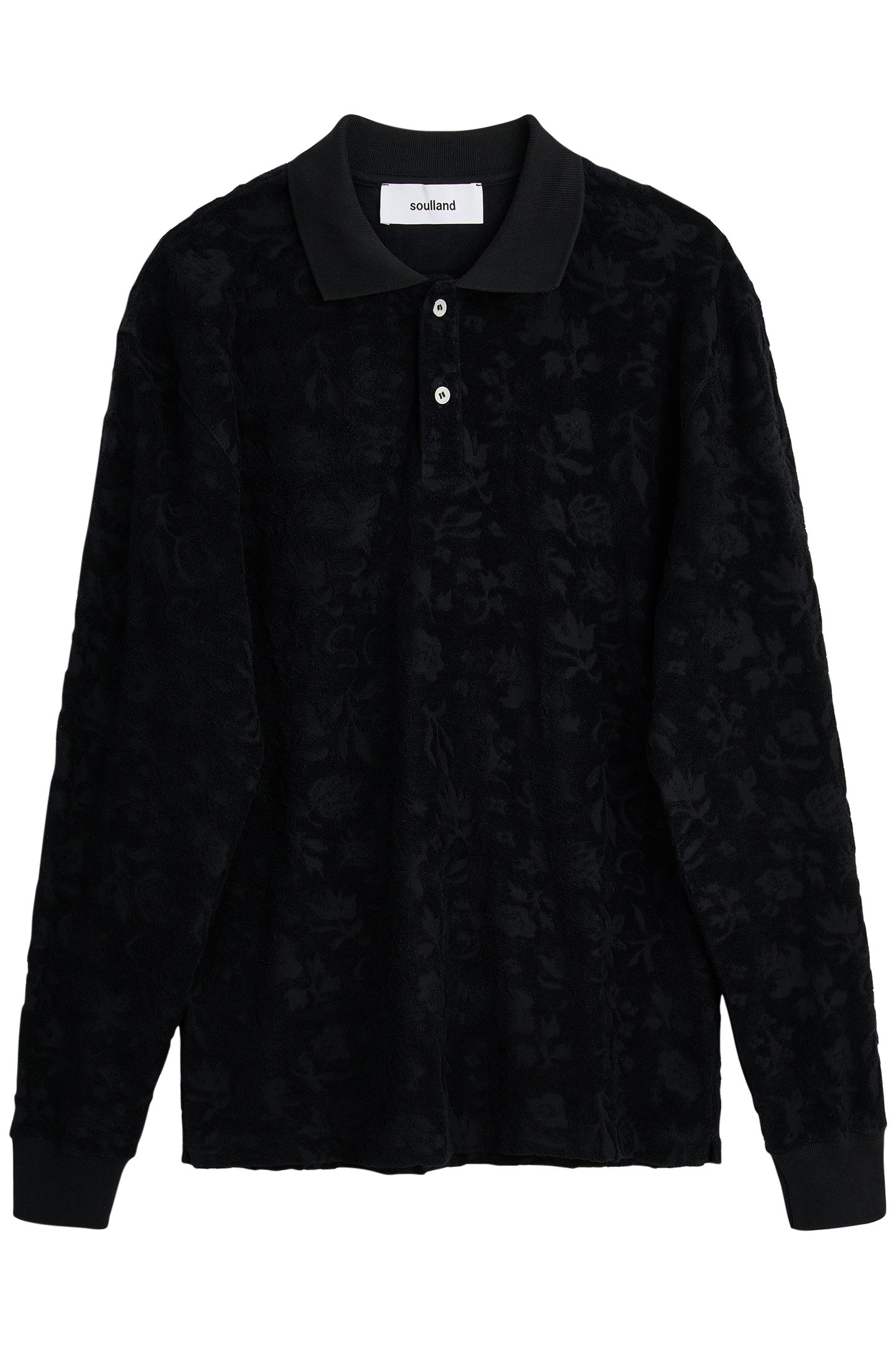ROBERT PLUSH L/S POLO SHIRT BLACK 1