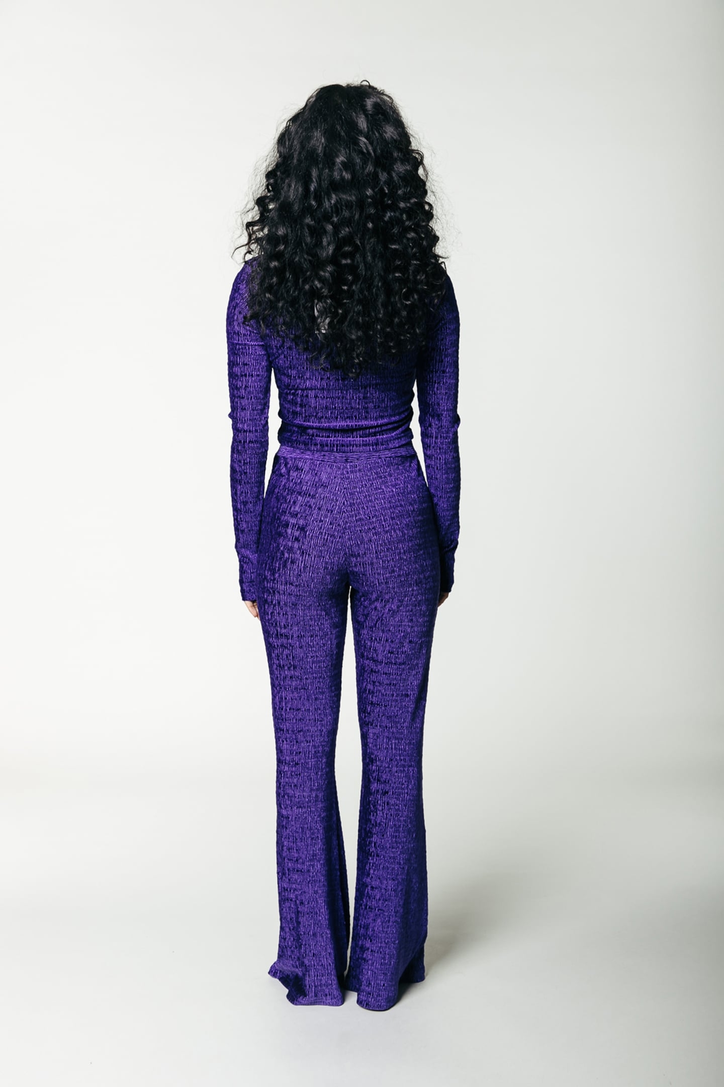 JEWEL STRUCTURE VELVET CROPPED TURTLENECK TOP DEEP PURPLE 2