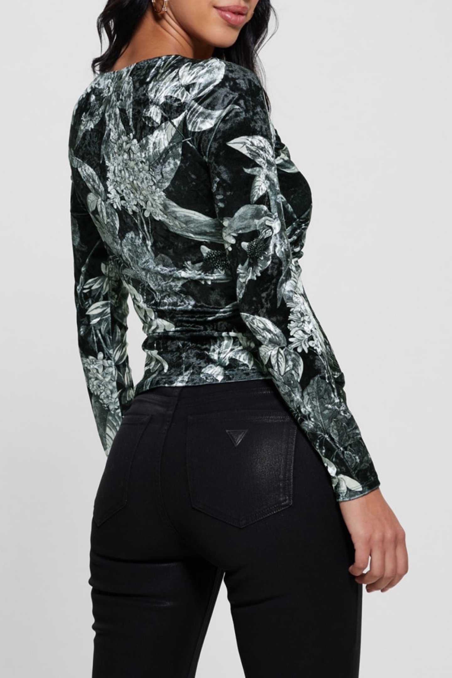 LS DIANNA VELVET TOP PHANTOM FLORA BLACK 2