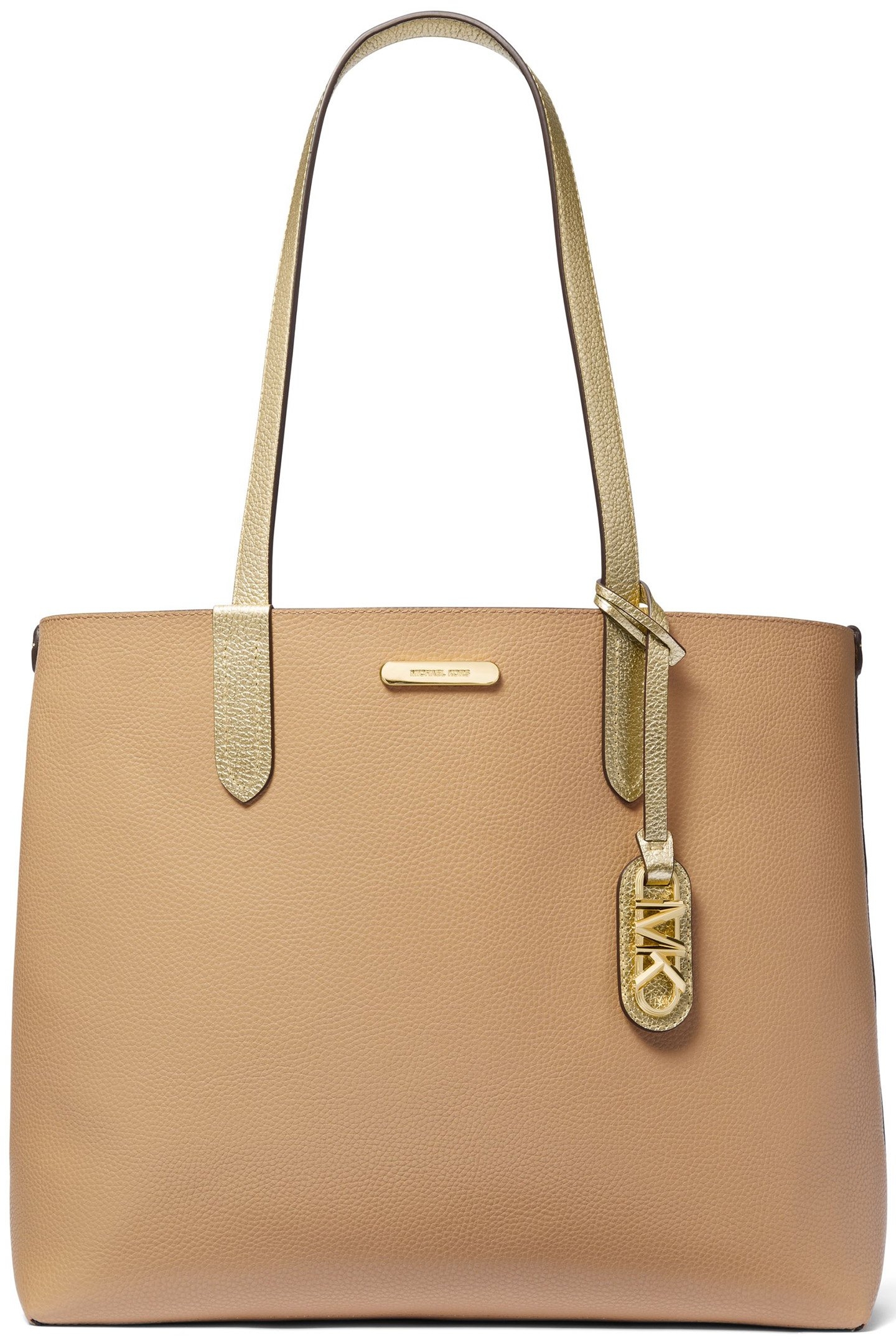 LARGE REVERSIBLE LEATHER TOTE IN GOLD 2