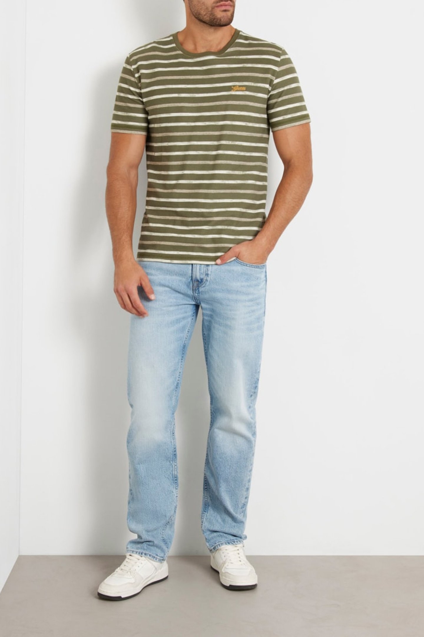 SS CN STRIPED TEE OLIVE/HAZEL/PEARL WH 3