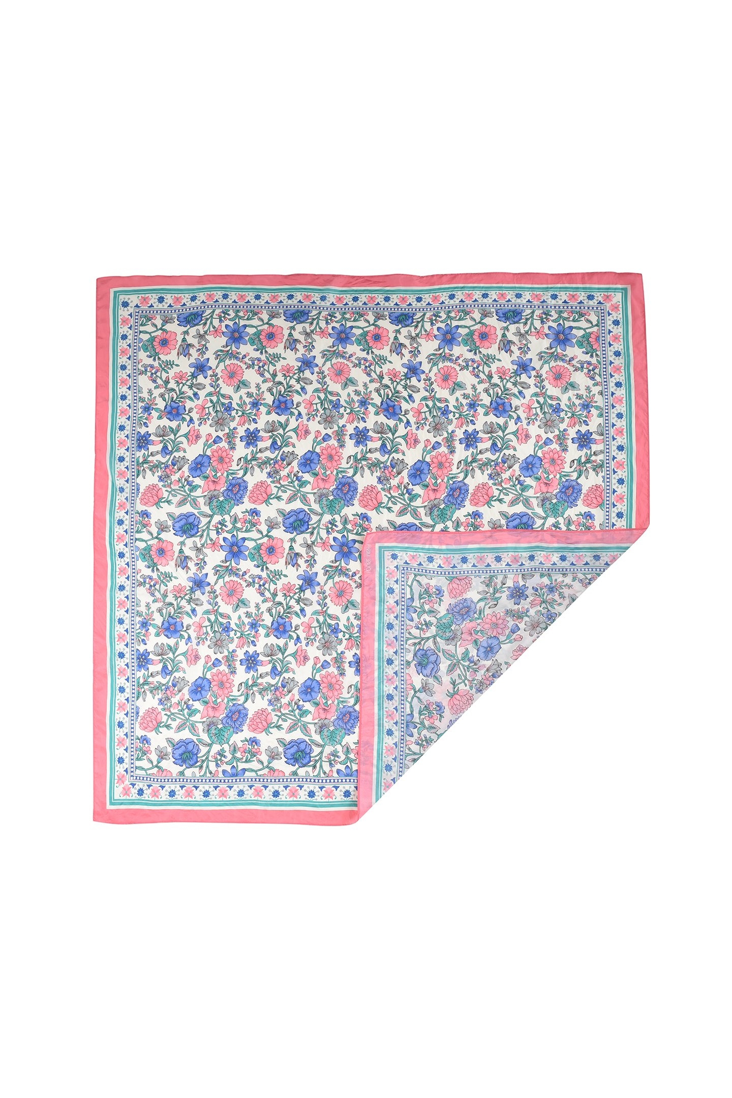 WOVEN SCARF ROMY (100X100) BLUE SUMMER MEADOW 2