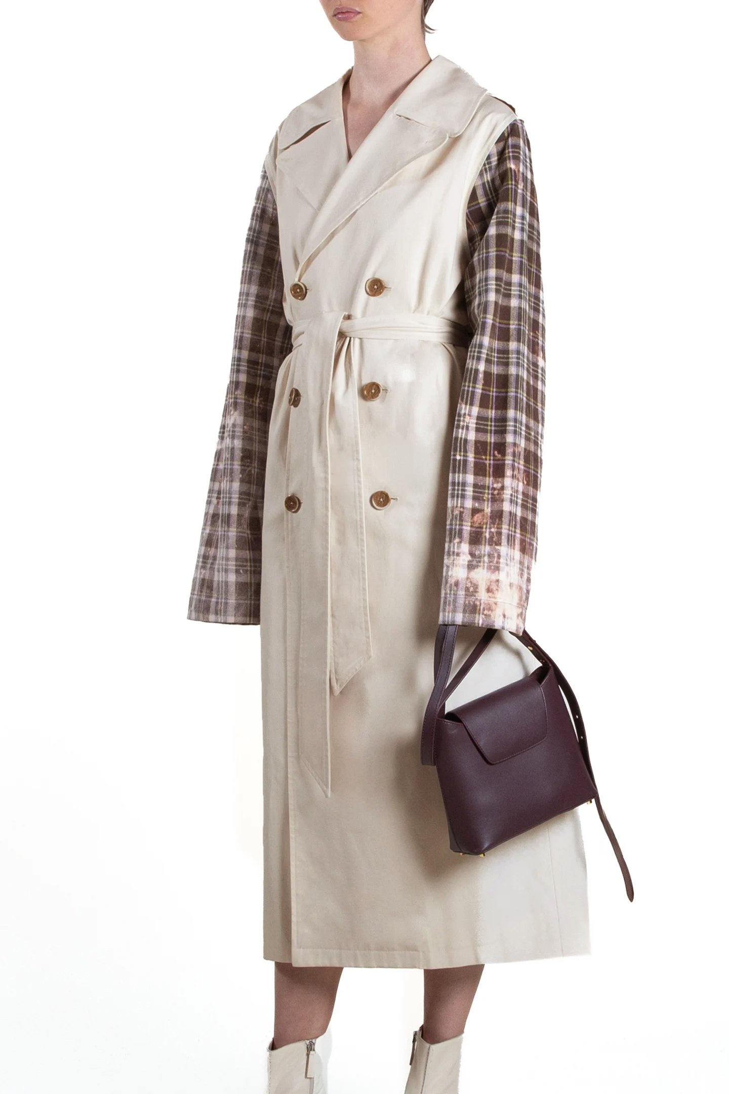 CHECKED TRENCH COAT IVORY & CHECK 1