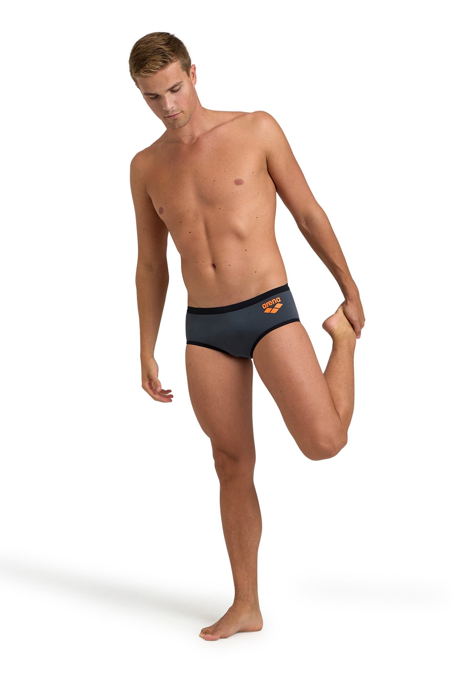 MEN'S ARENA ONE 12CM SWIM BRIEFS BIG LOG ASPHALT BLACK 3