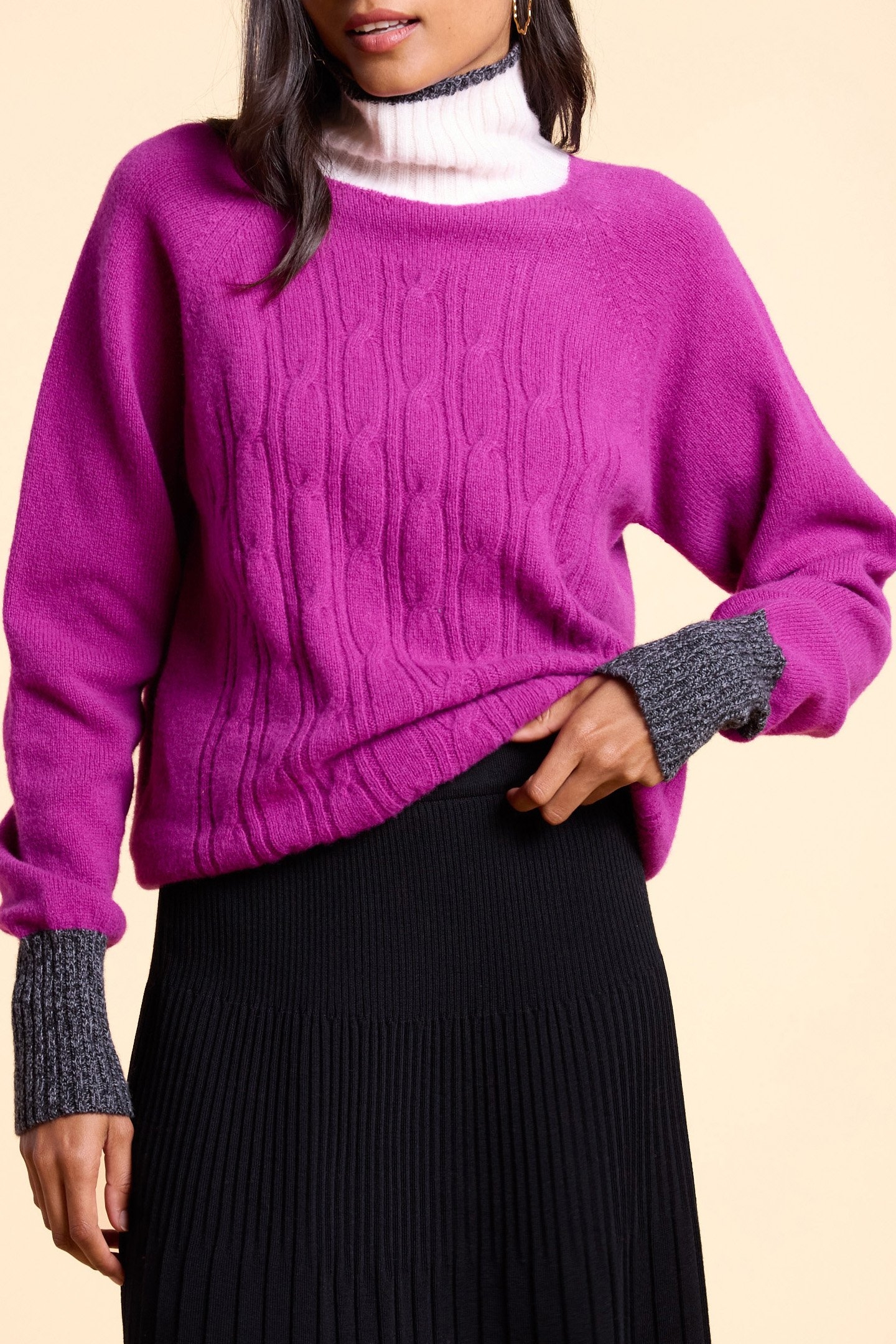 LAFRANÇAISE MAGENTA KNITTED SWEATER WITH TWISTS MAGENTA 1