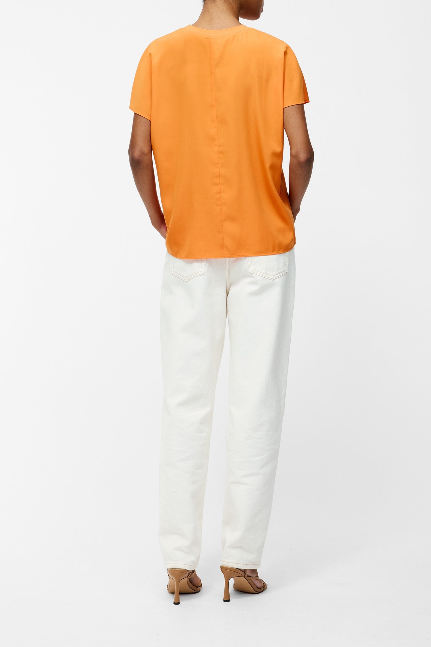 CAPRIANA CREPE CREW NK TOP PAPAYA ORANGE 3