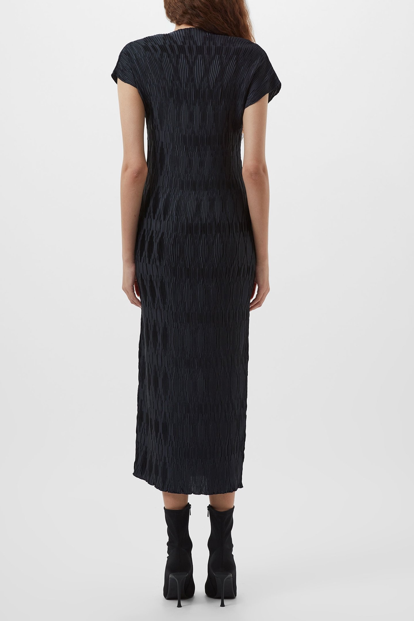 MOIRA PLEATED DRESS NAVY 2