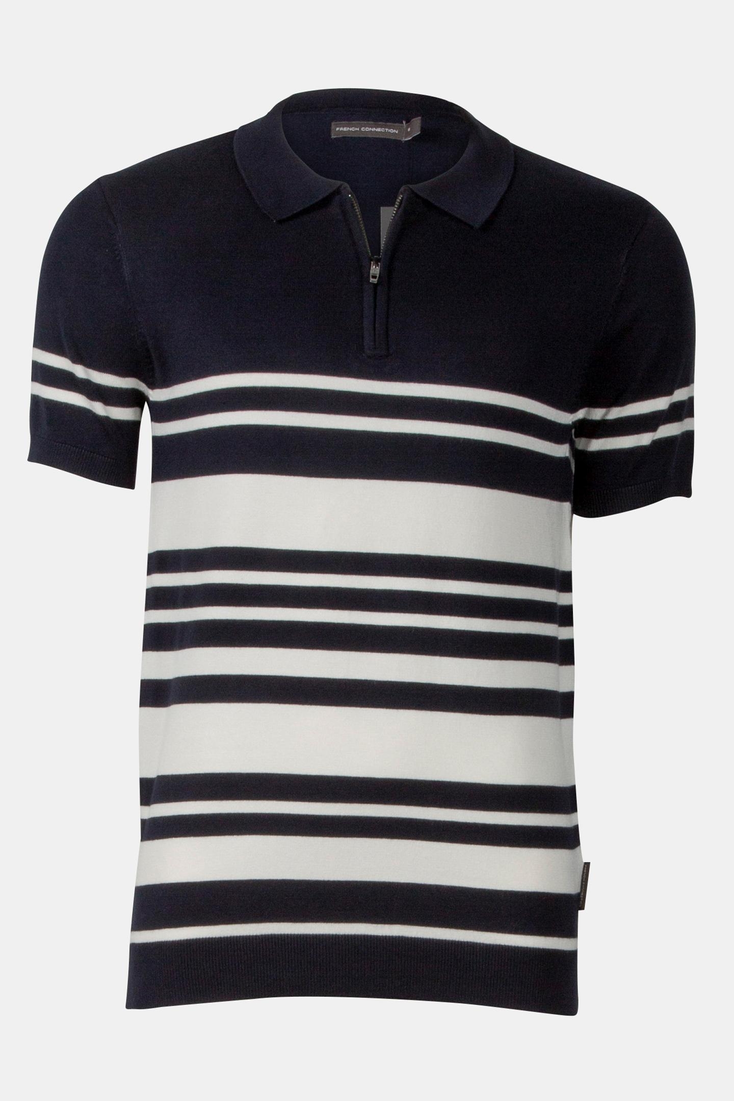 LUX STRIPE POLO SHORT SLEEVE MARINE/ECRU 3