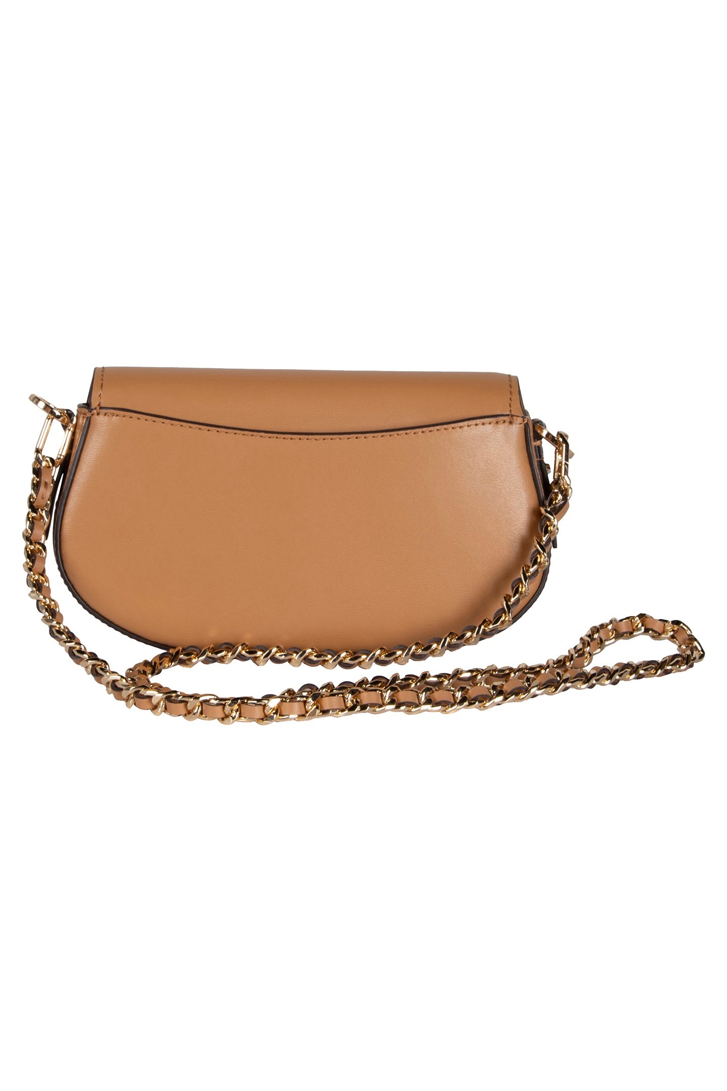 LEATHER CHAIN SLING MESSENGER SHOULDER BAG IN BEIGE 4