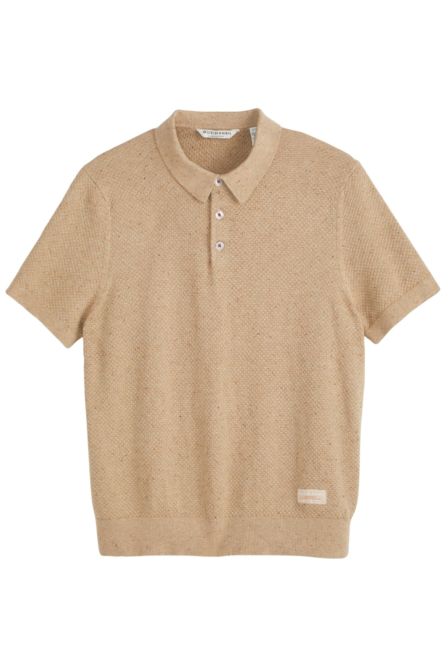 SS NEPS TEXTURE STITCH POLO SWEATER TAUPE 1