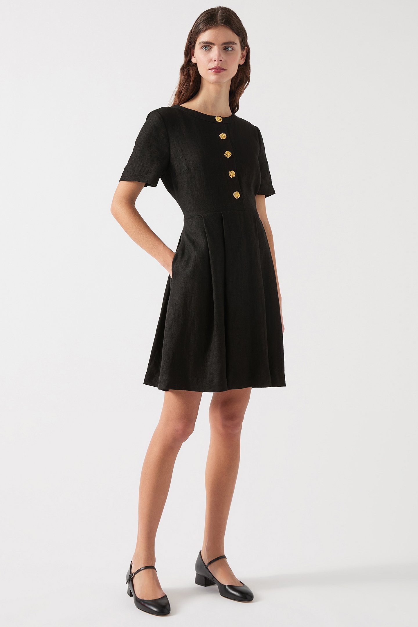 DR LYDIA LINEN DRESS BLACK 1