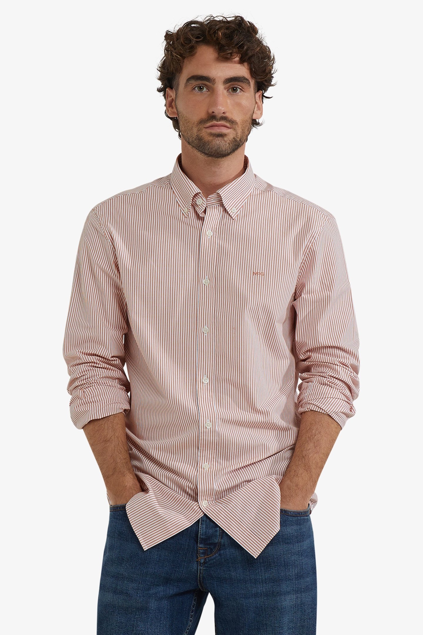 POPLIN STRIPE PEACHED SHIRT SUNDOWN 1