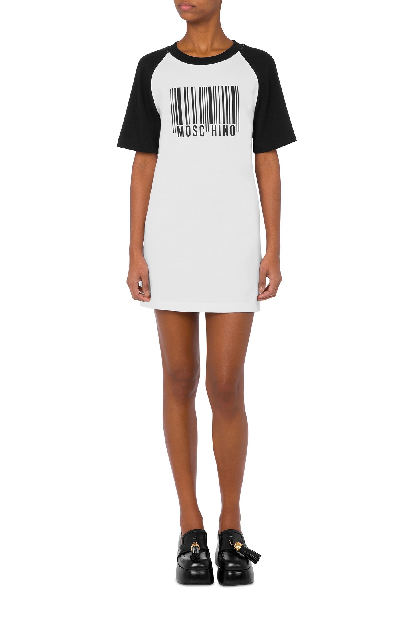 BARCODE INTERLOCK DRESS WHITE 1