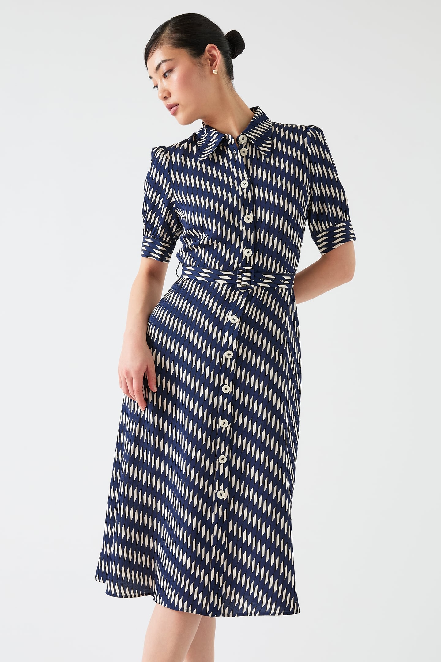 DR VALERIE SHIRT DRESS NAVY/CREAM 1
