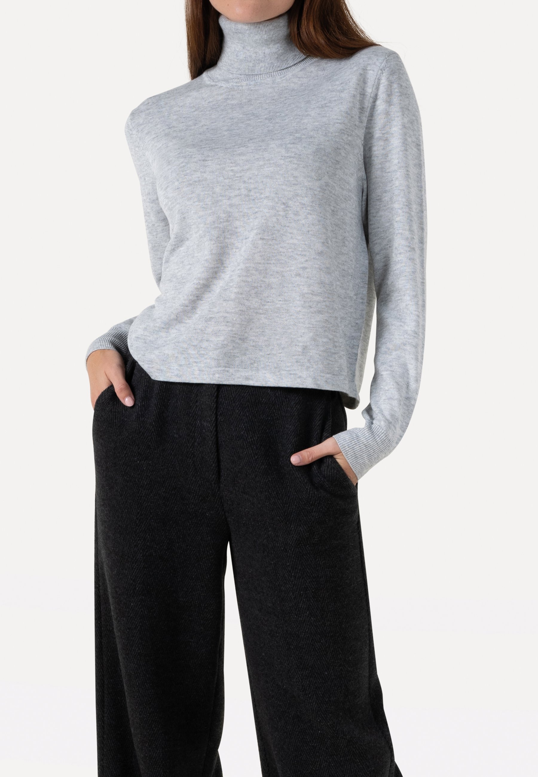 MILLA KNITTED PULL LONG SLEEVE LIGHT GREY MELEE 1