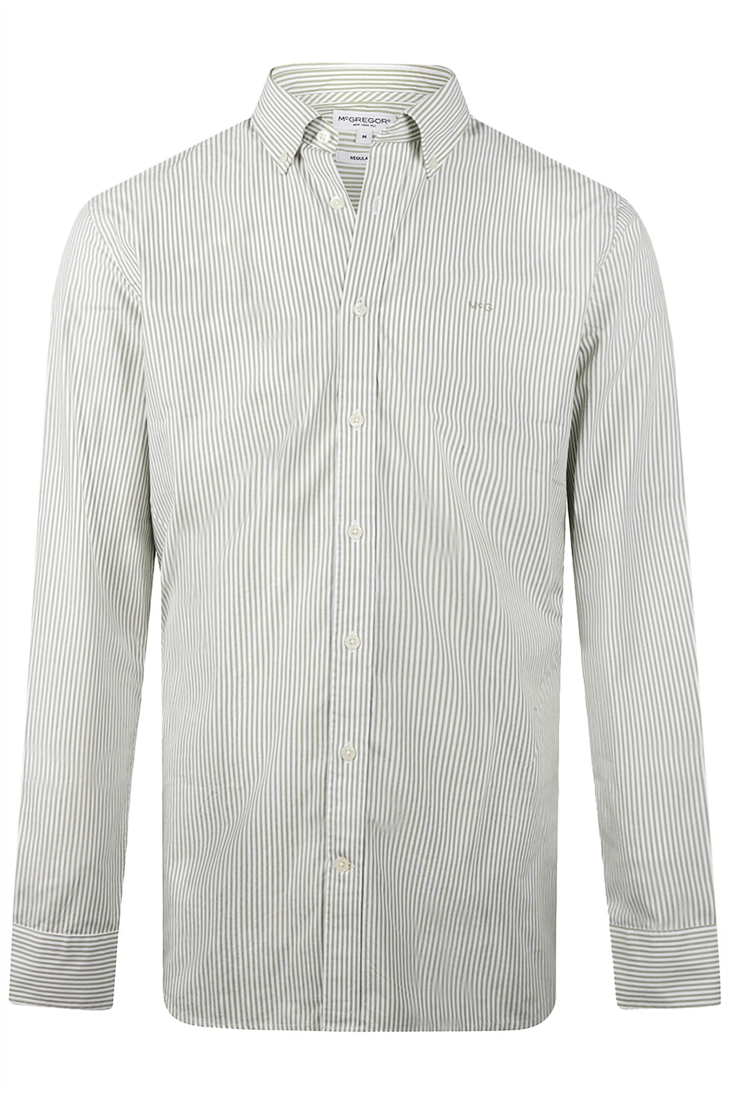 POPLIN STRIPE PEACHED SHIRT MOSS GREEN 4