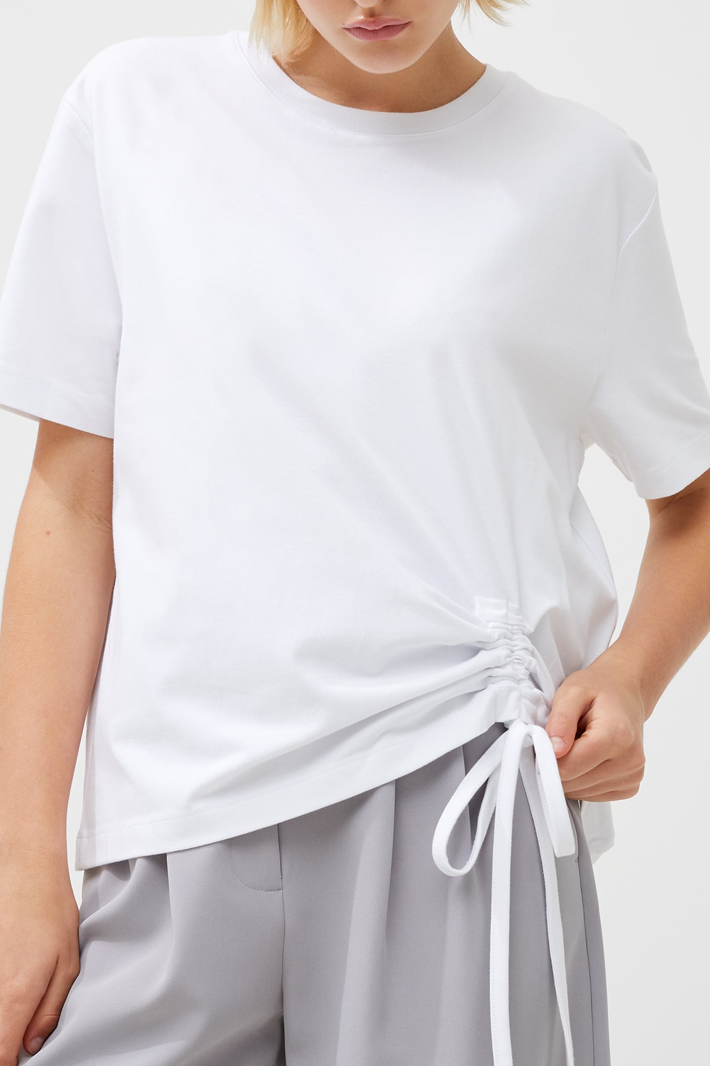 RALLIE COTTON ROUCHED T-SHIRT LINEN WHITE 4