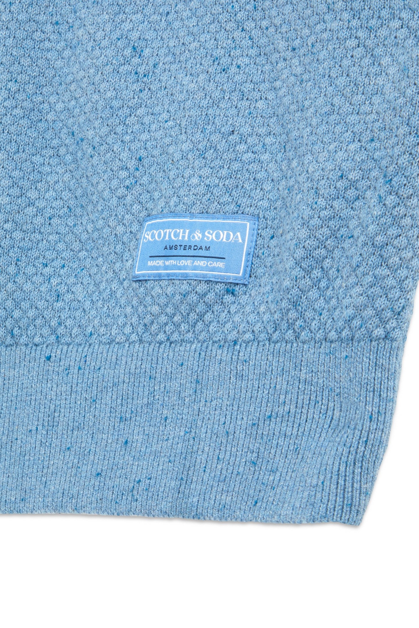 SS NEPS TEXTURE STITCH POLO SWEATER SKY/PEWTER 3