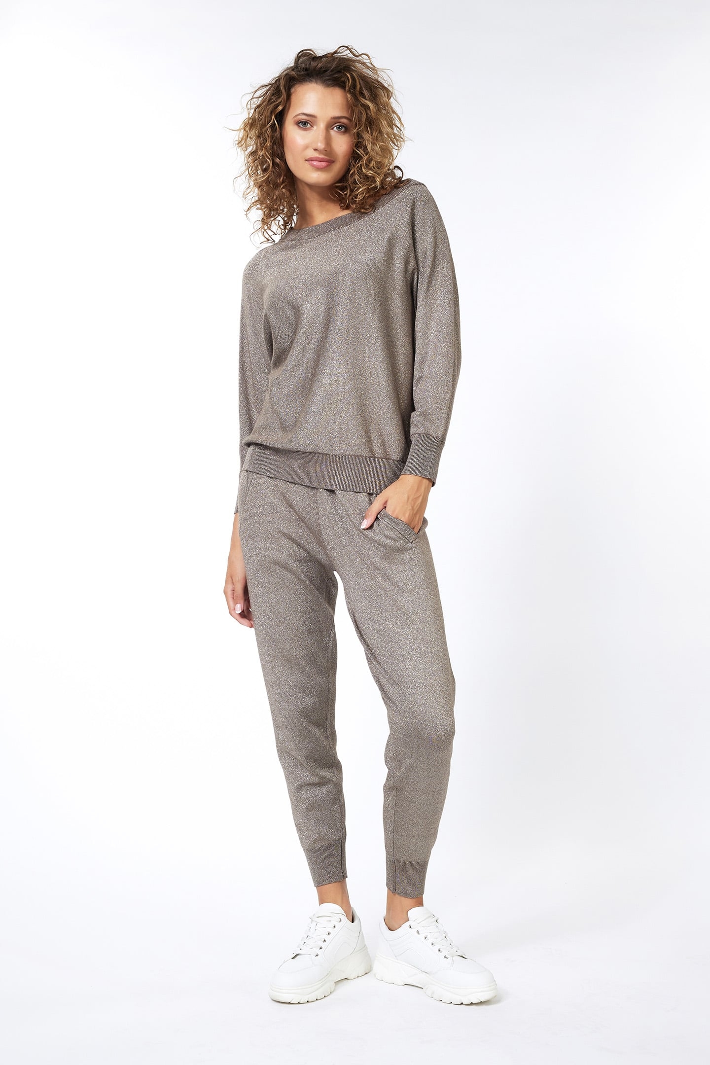 SWEATER BATWING LUREX ARMY GREEN 2