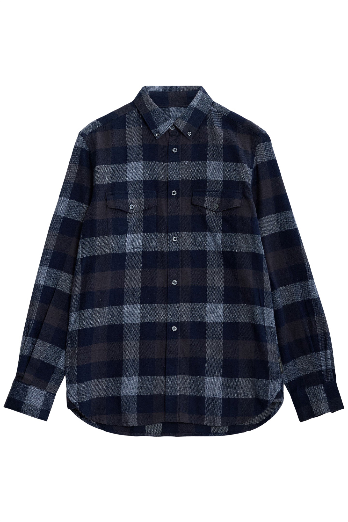 MULTI GINGHAM 2 PKT FLANNEL LS MARINE 1