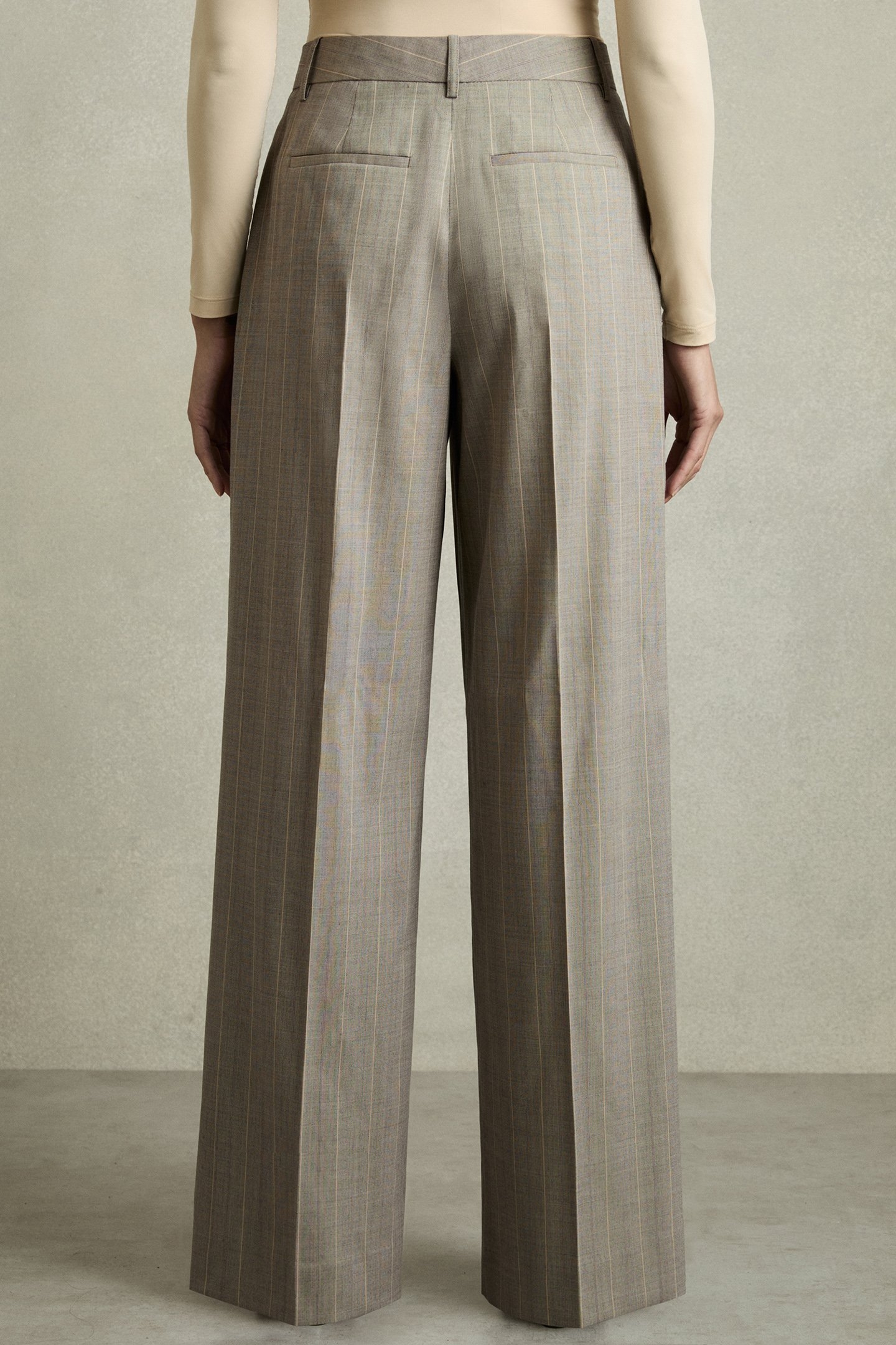 WIDE LEG PINSTRIPE TROUSER GREY 2