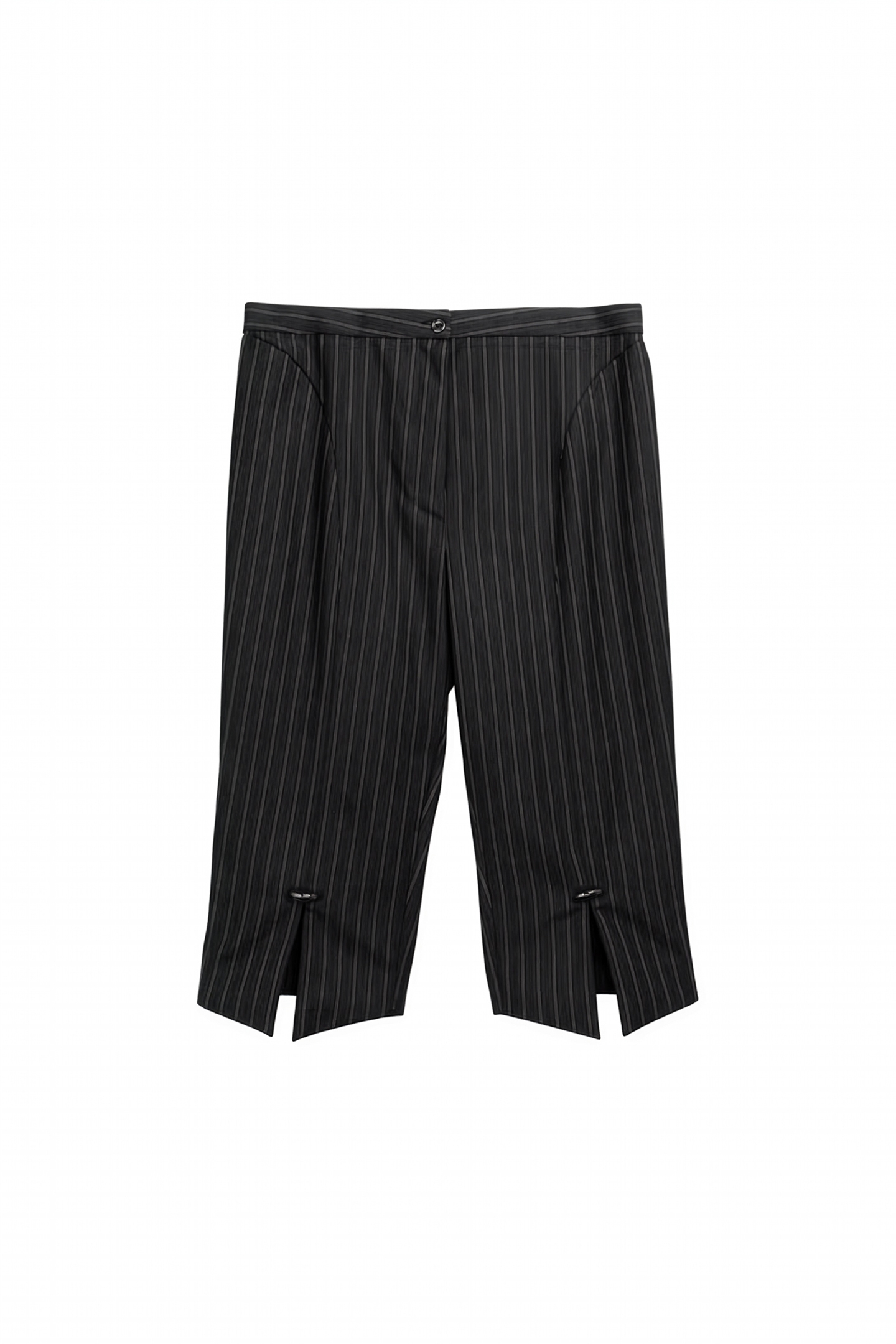 MUGLER – PINSTRIPE PIERCED CAPRI PANTS BLACK 2