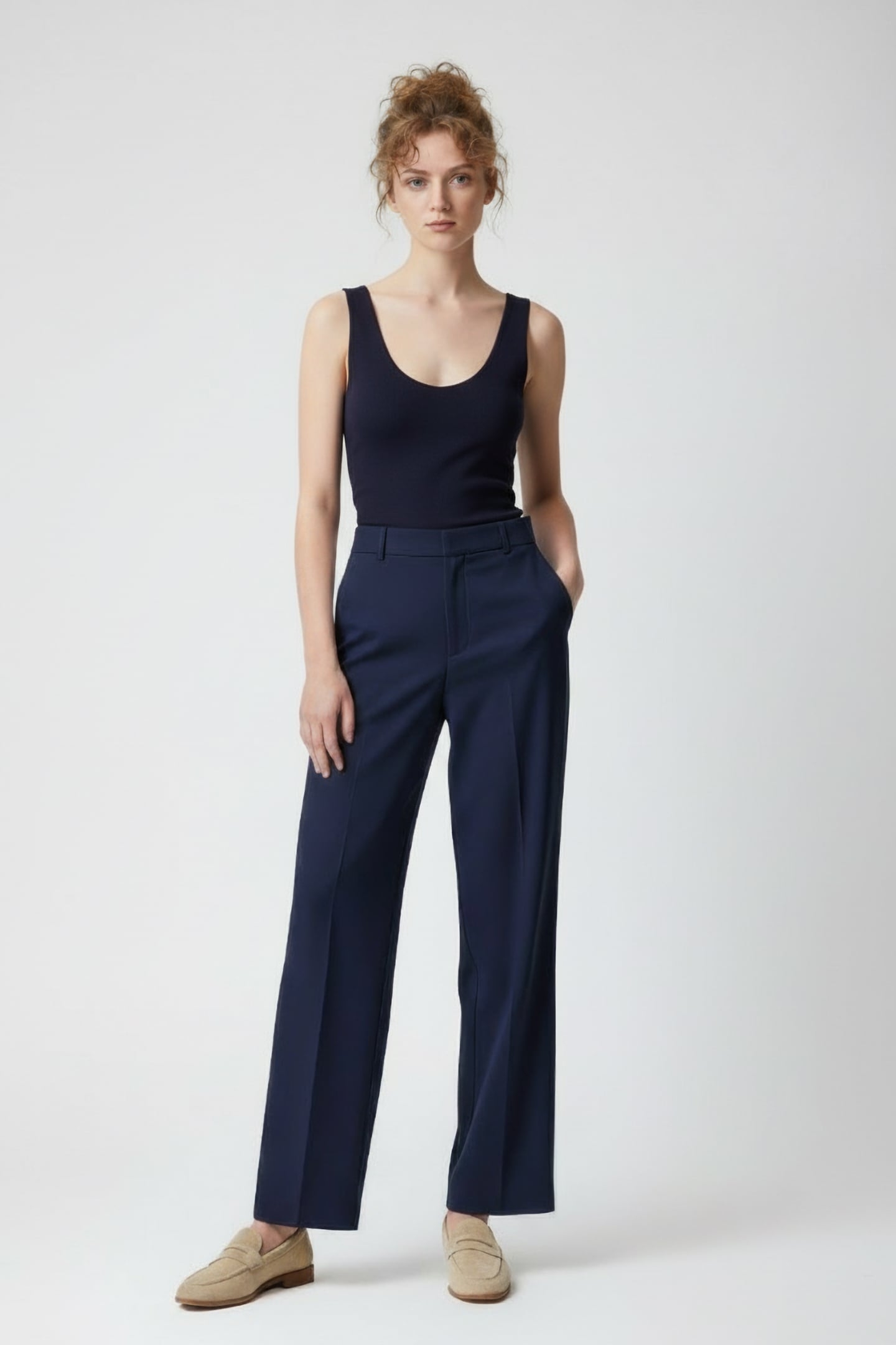 COTTON ORGANIC STRETCH TANK UTILITY BLUE 1