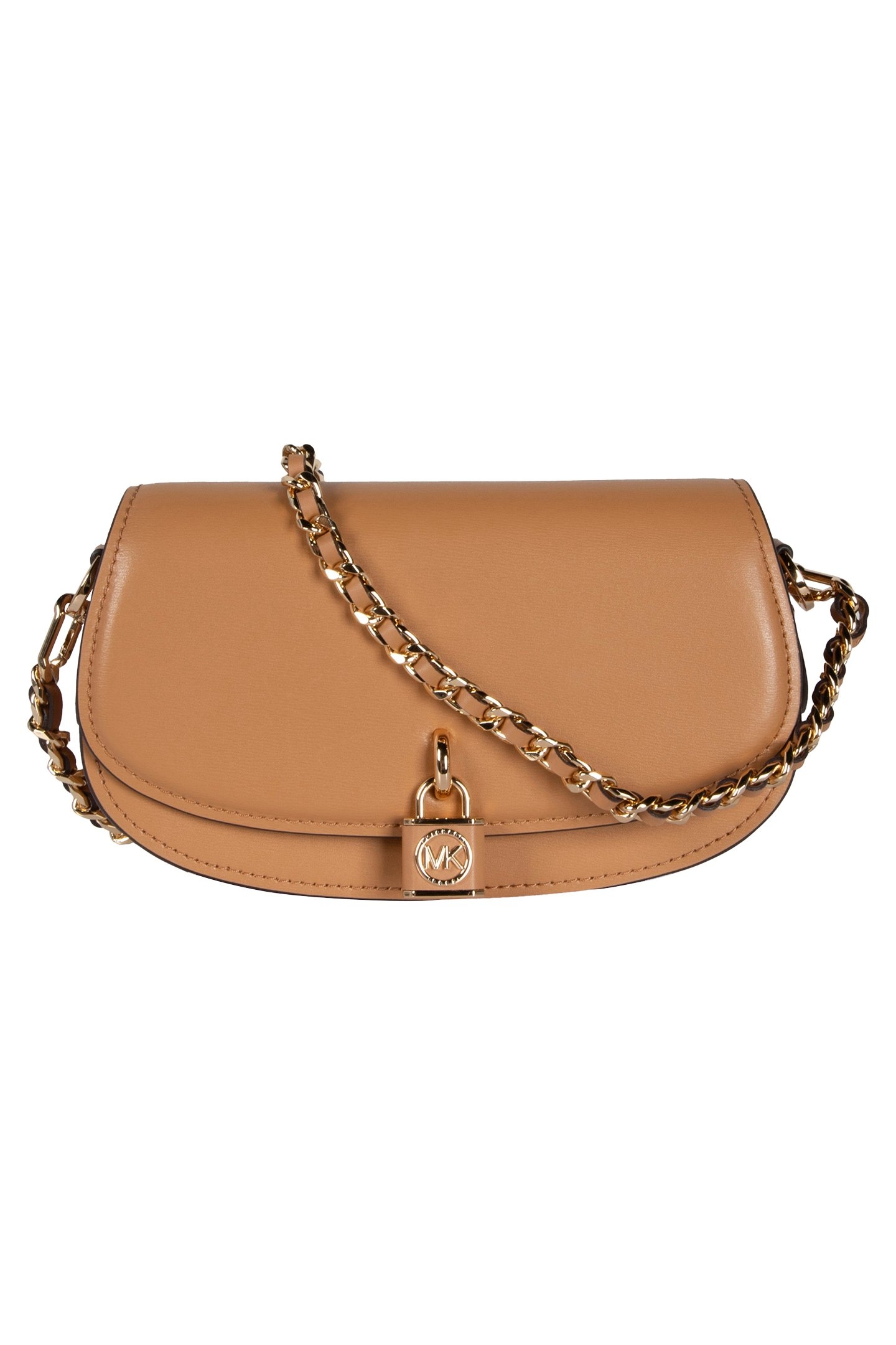 LEATHER CHAIN SLING MESSENGER SHOULDER BAG IN BEIGE 2
