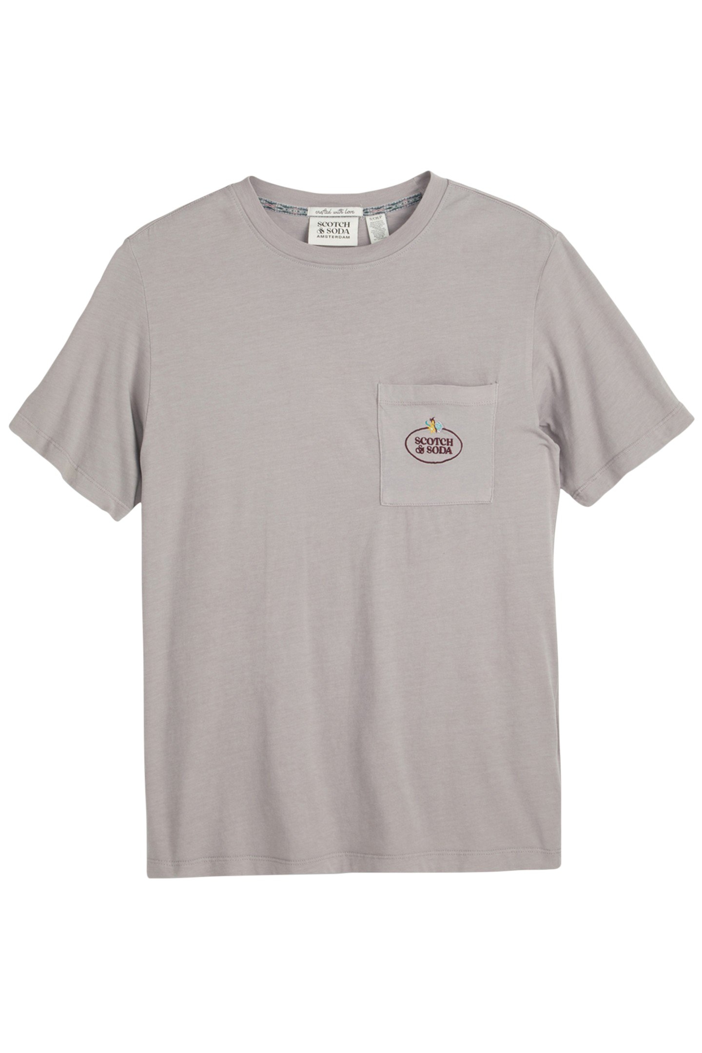 GARMENT DYED SS POCKET TEE GREY/PURPLE 1
