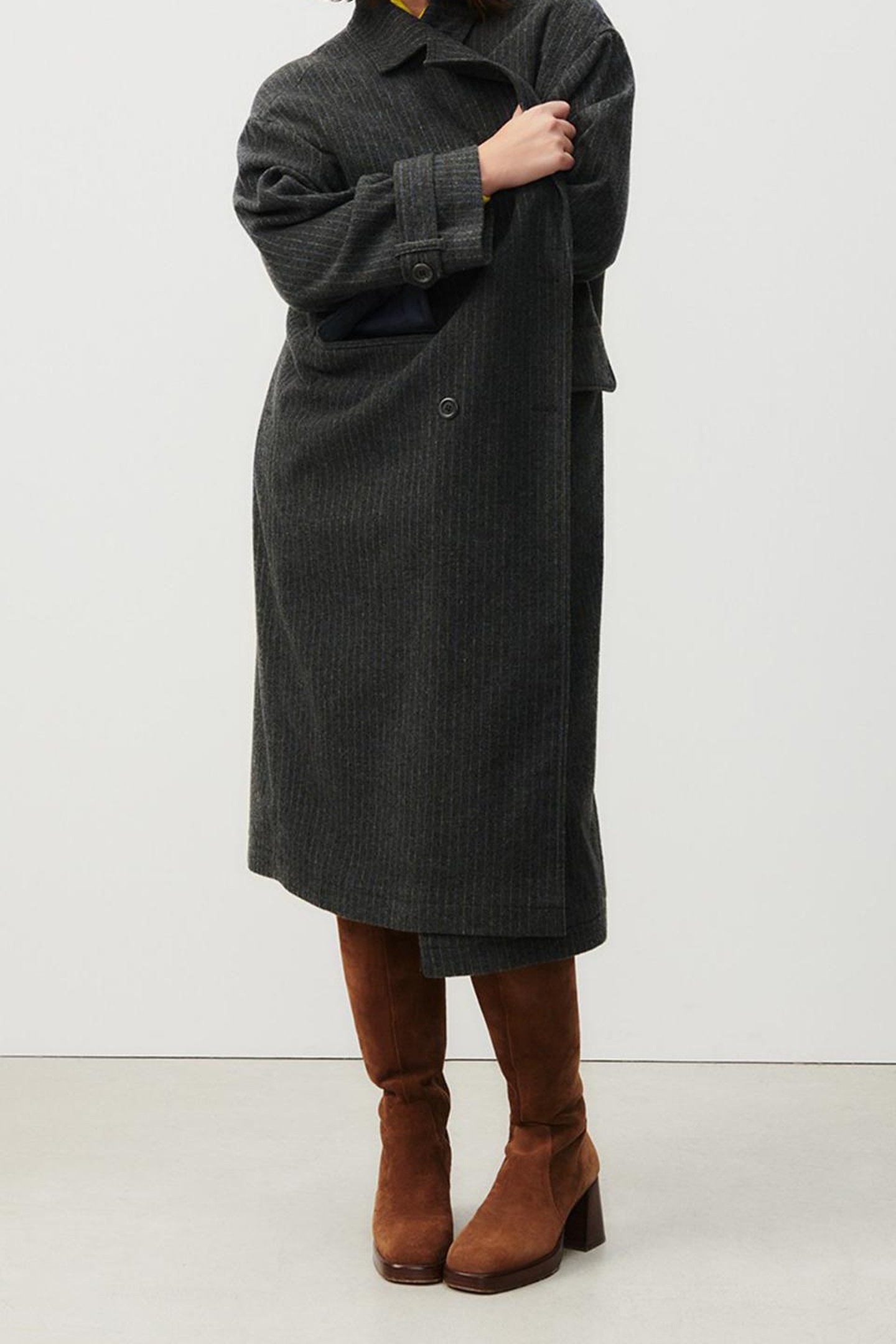 WOOL COAT GREY AND BLUE STRIPES 2