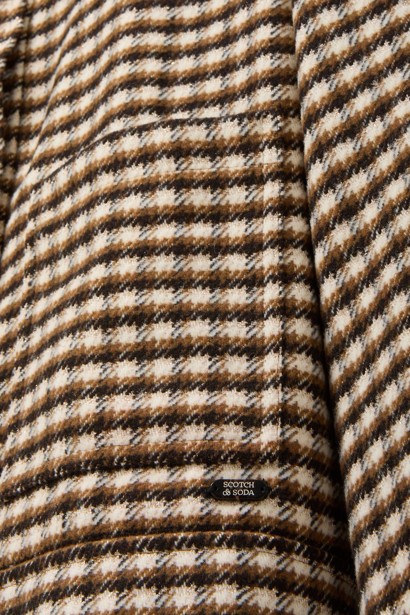BOXY JACKET BROWN AND BEIGE TWEED WITH PRINTED LINING 7