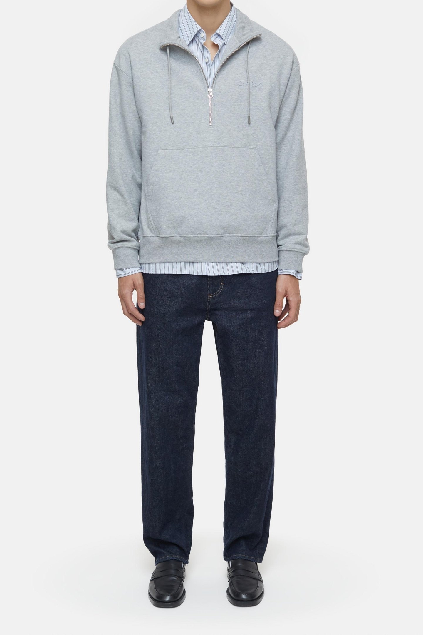 HALF ZIP SWEAT T-SHIRTS LIGHT GREY MELANGE 1