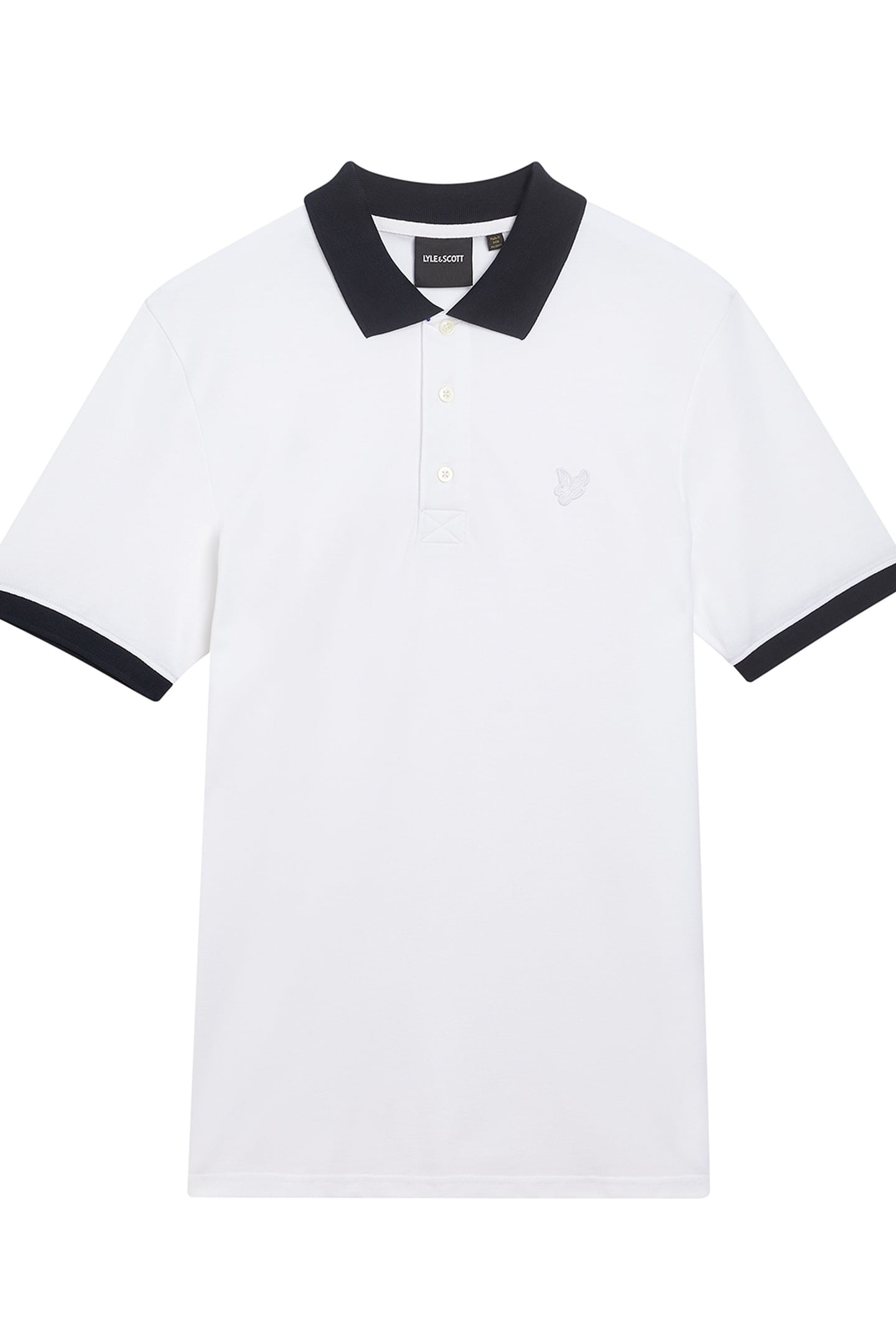 SUPERFINE RINGER POLO SHIRT WHITE/DARK NAVY 3