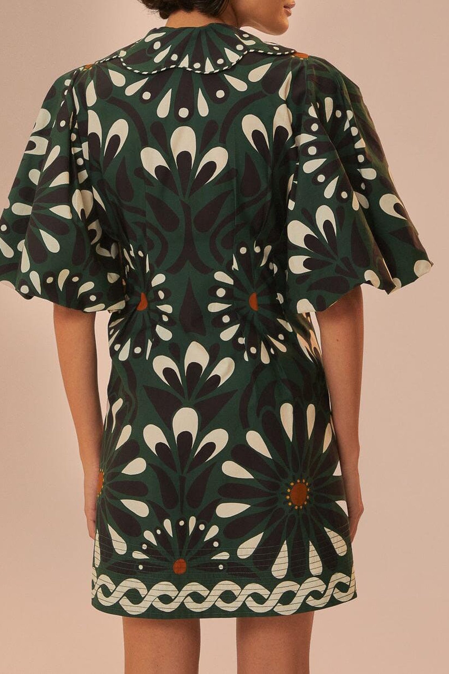 AINIKA FLOWERS GREEN SHORT SLEEVE MINI DRESS 3