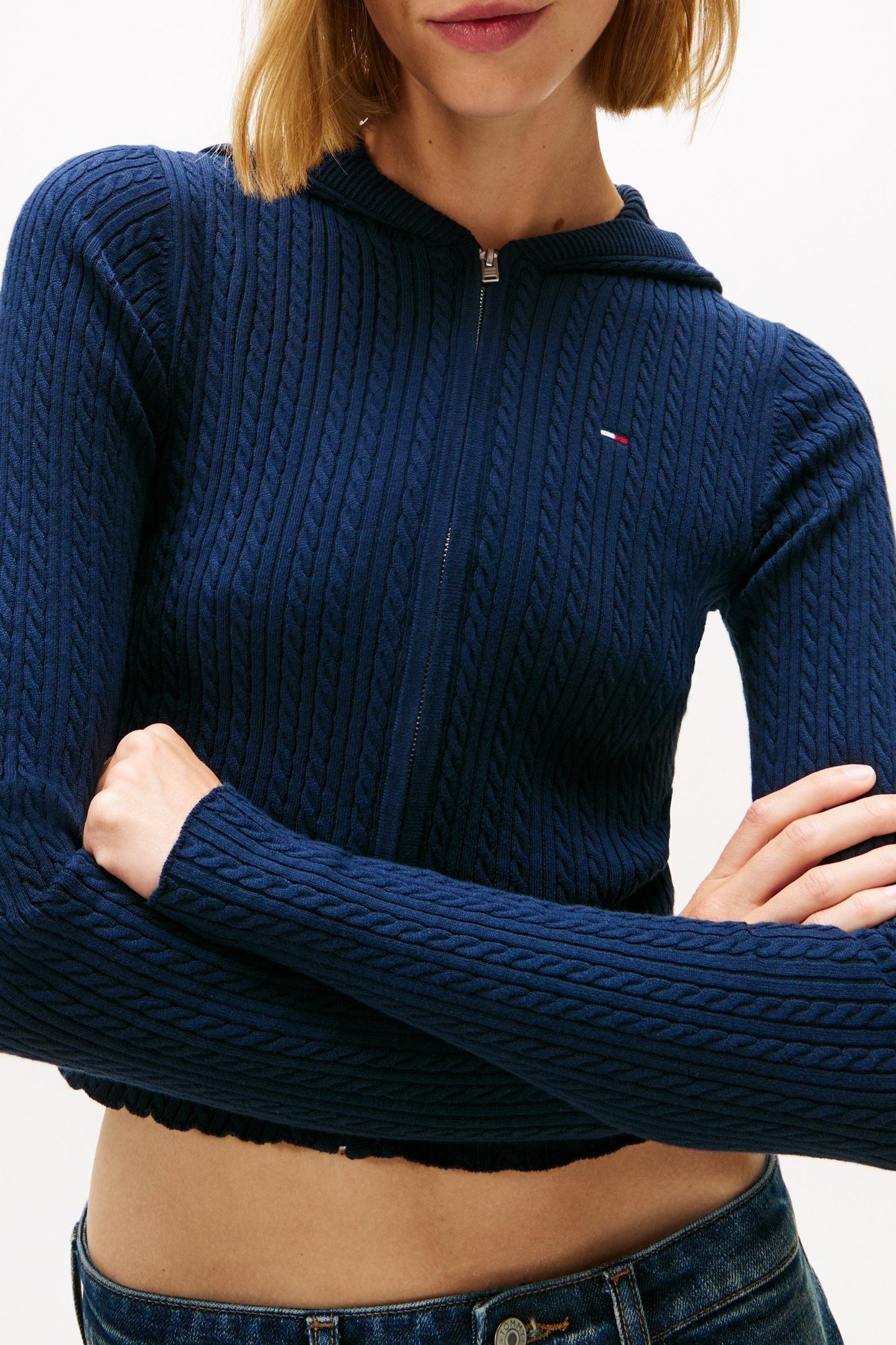 ESSENTIAL ZIPPER THROUGH HOODIE DARK NIGHT NAVY 5