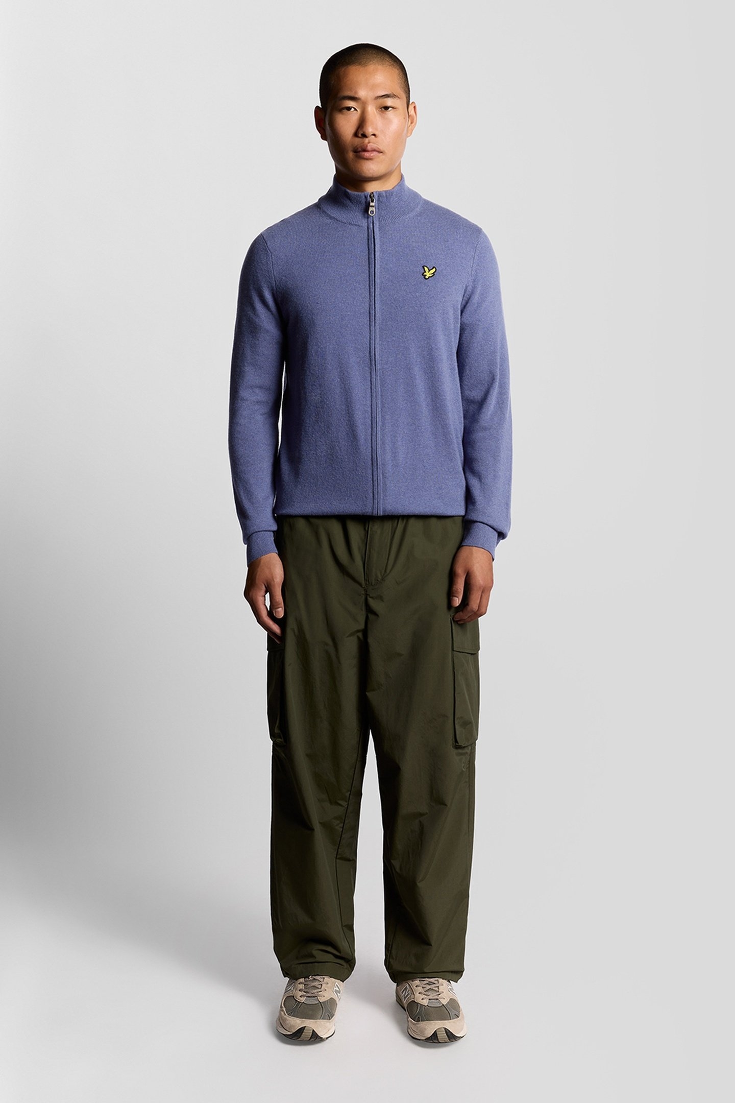 LAMBSWOOL BLEND ZIP THROUGH CARDIGAN GRAYSTONE MARL 2