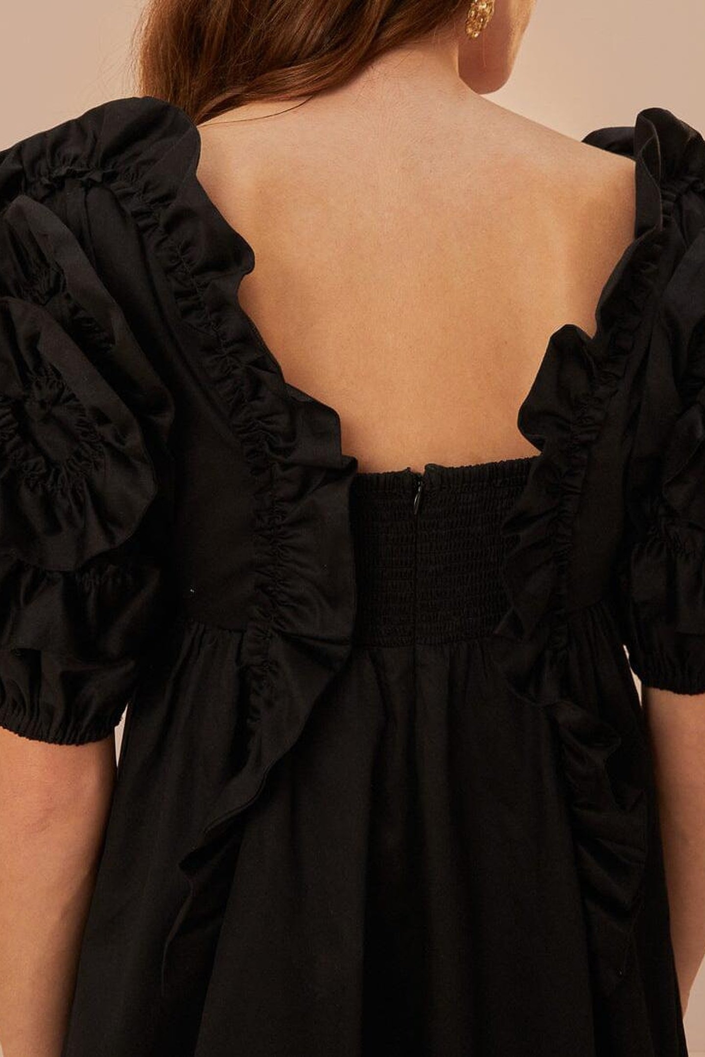 BLACK RUFFLE SHORT SLEEVE MINI DRESS 3