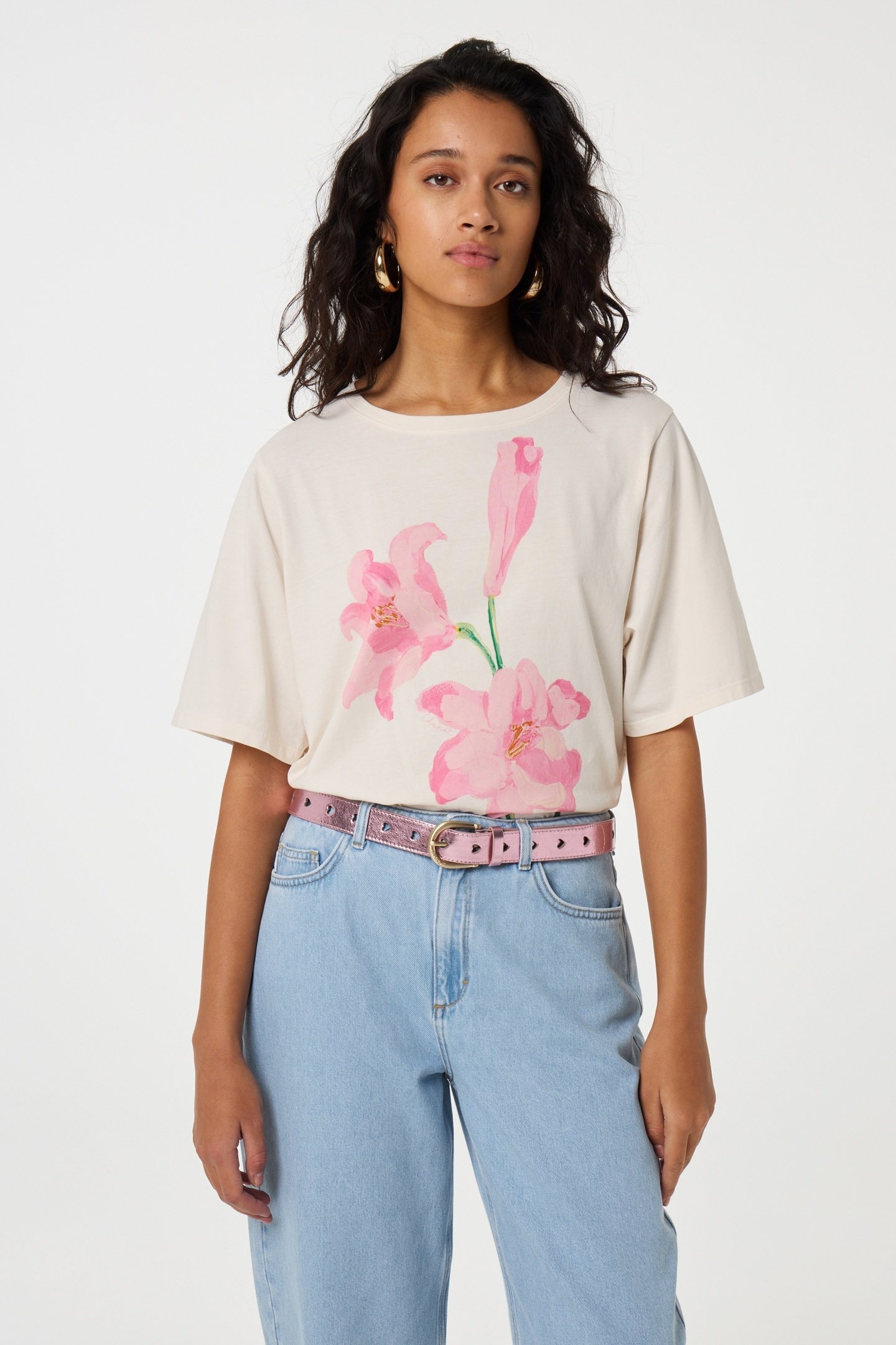 CUT IT OUT HEART BELT LIGHT PINK METALLIC 2