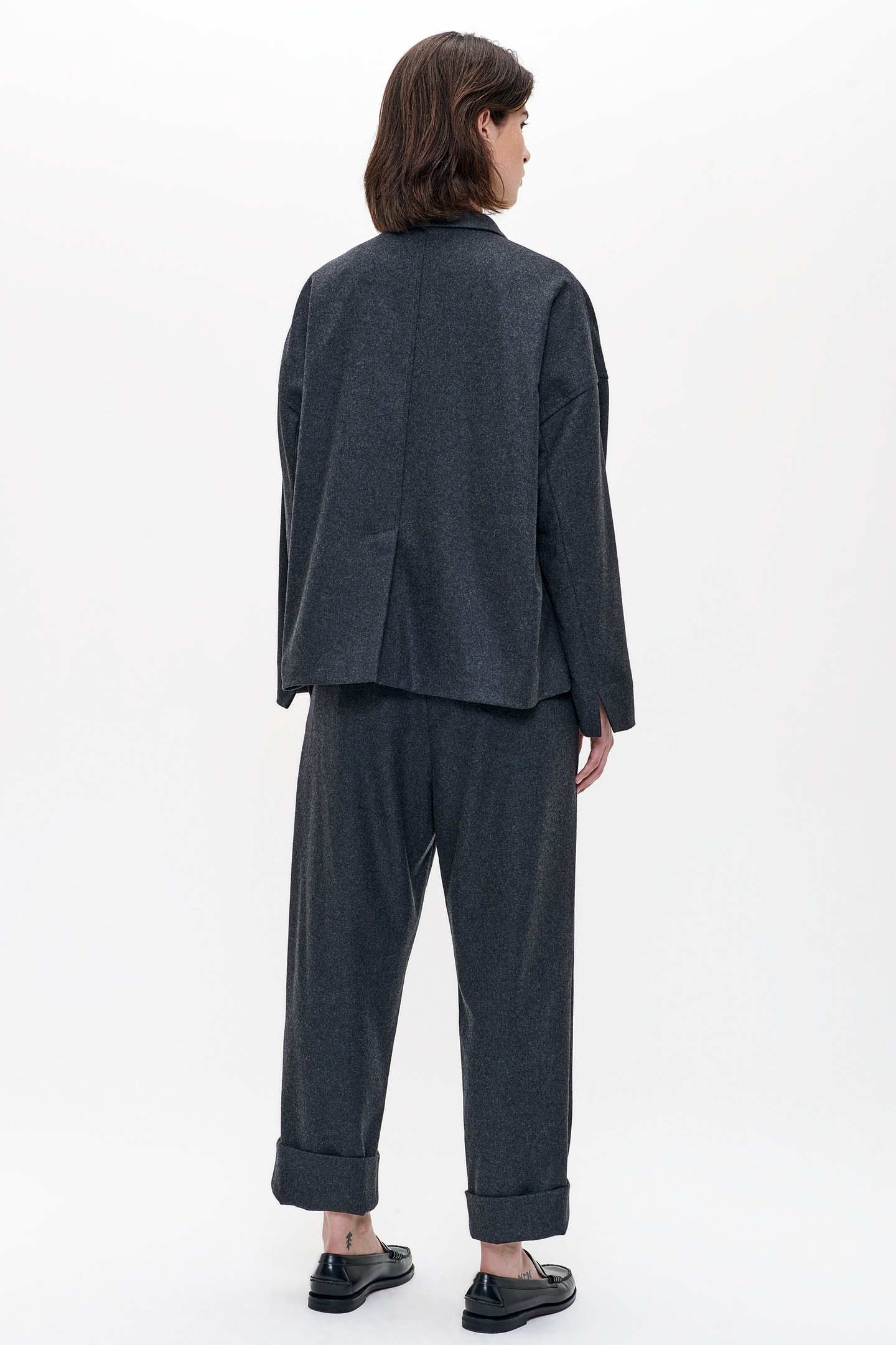 RECYCLED WOOL BOXY JACKET DEEP CHARCOAL 5