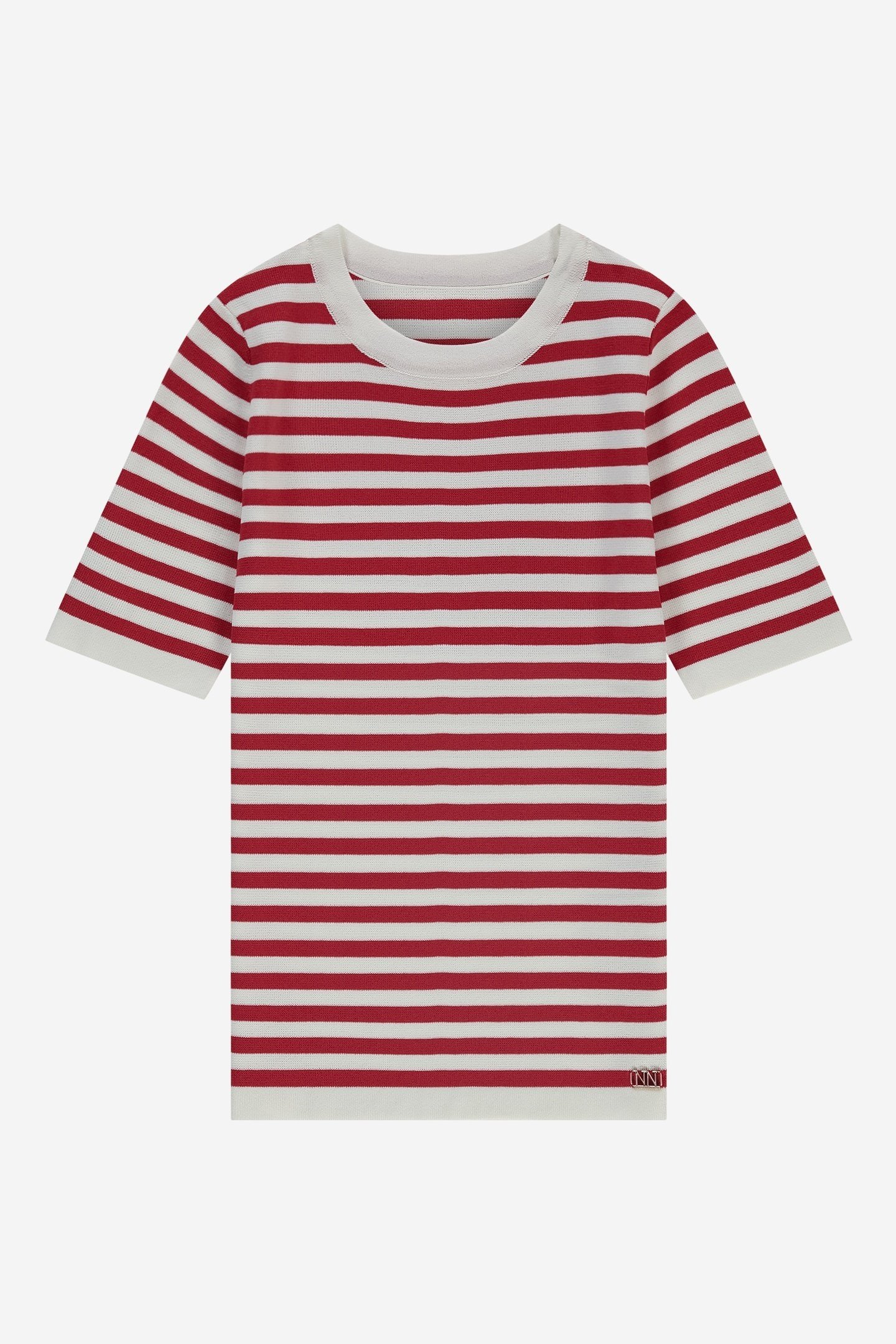 JOLIE SS STRIPE PULLOVER SCARLET/OFF WHITE 1