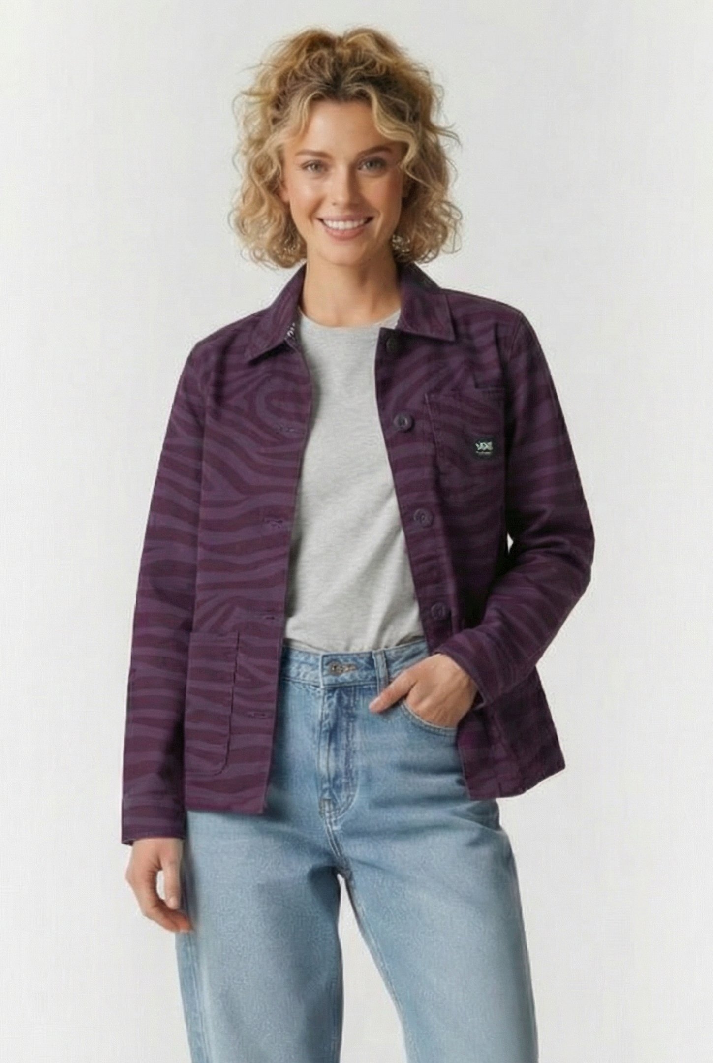 DRILL II CHORE PRINT JACKET BLACKBERRY WINE 1