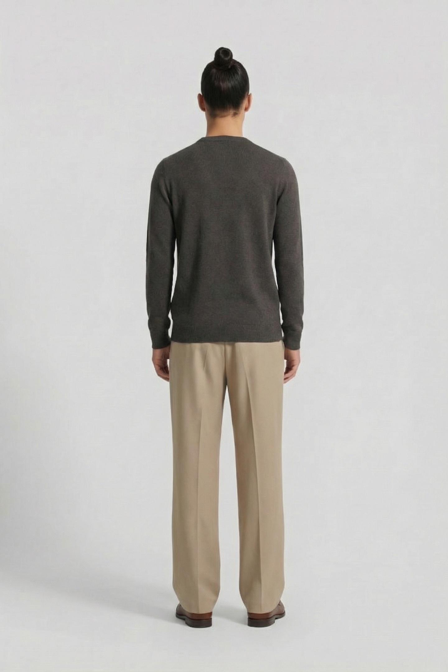 COTTON MERINO CREW NECK JUMPER GUNMETAL 3