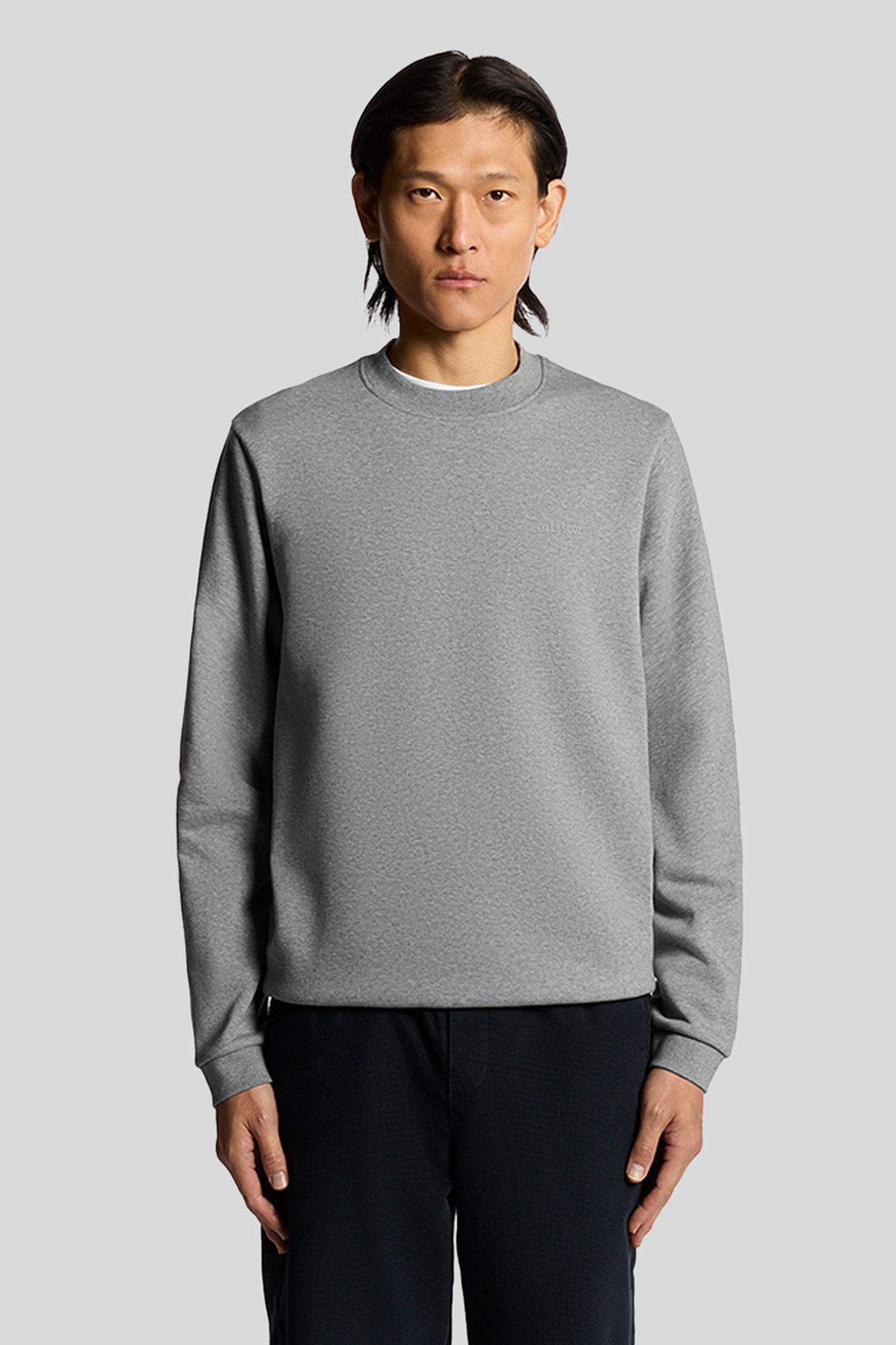 LOGO BRUSHBACK CREW NECK JUMPER MID GREY MARL 1