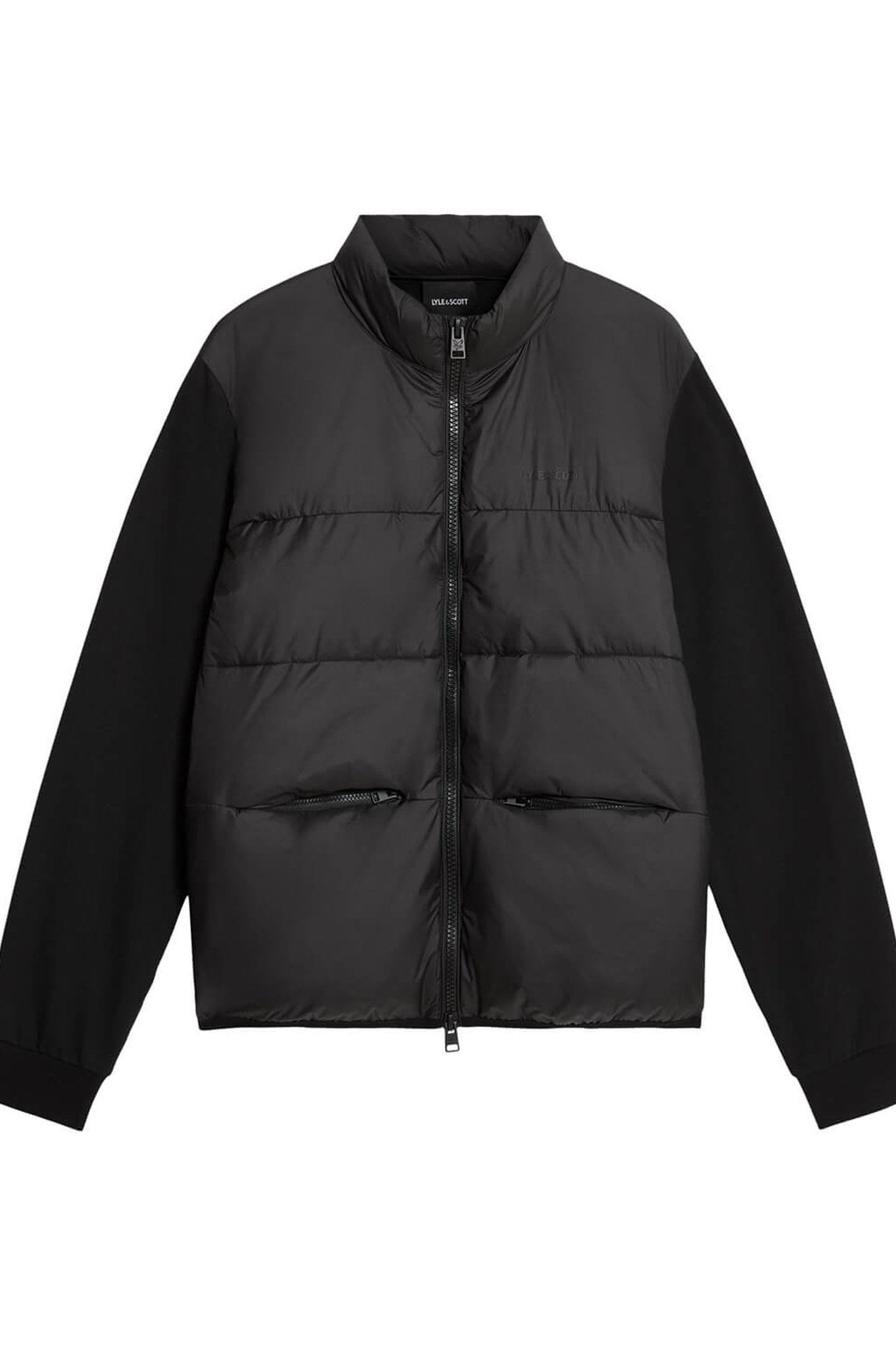 FUNNEL NECK HYBRID ZIP THROUGH JUMPER JET BLACK 4