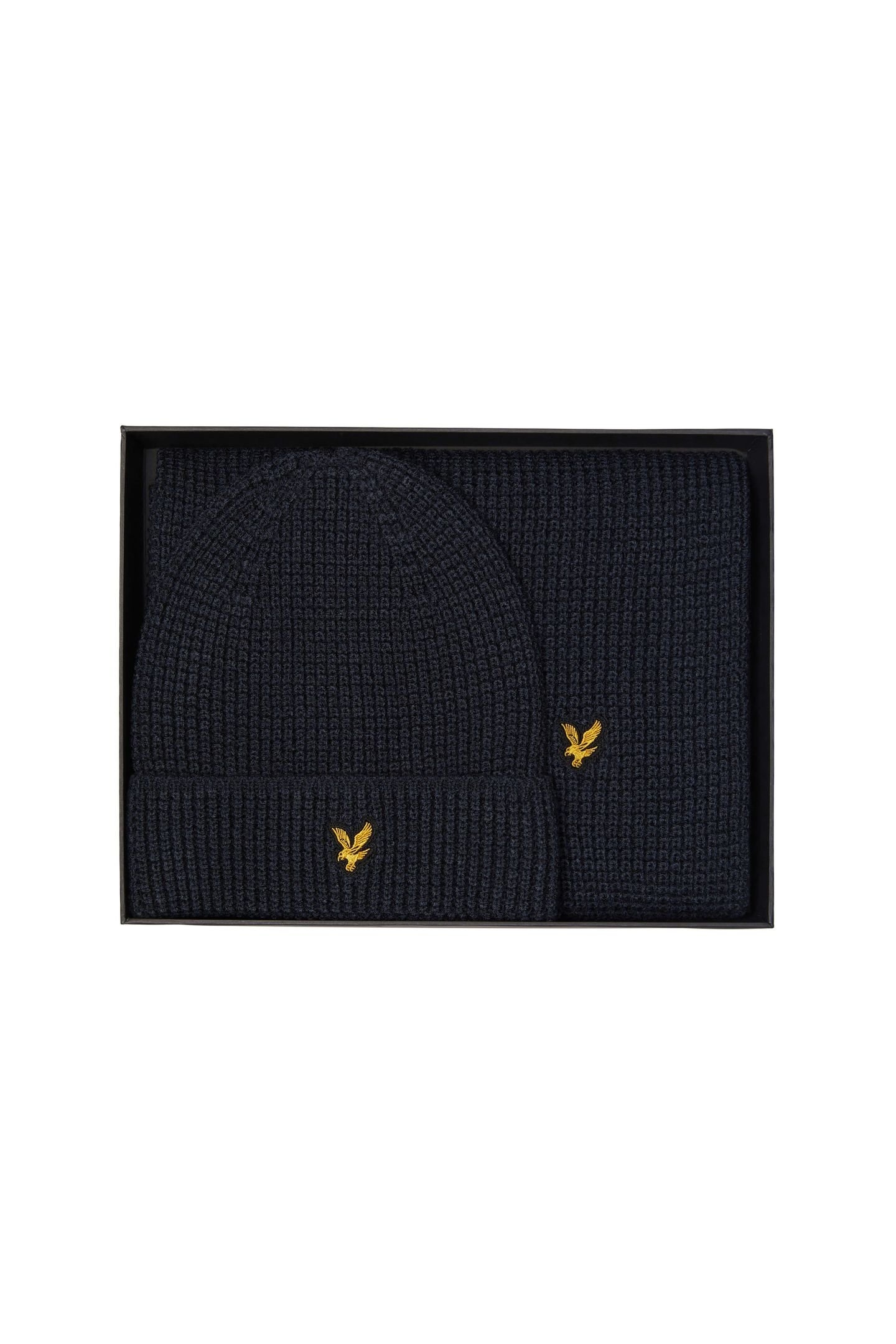 WAFFLE SCARF AND BEANIE SET DARK NAVY 2